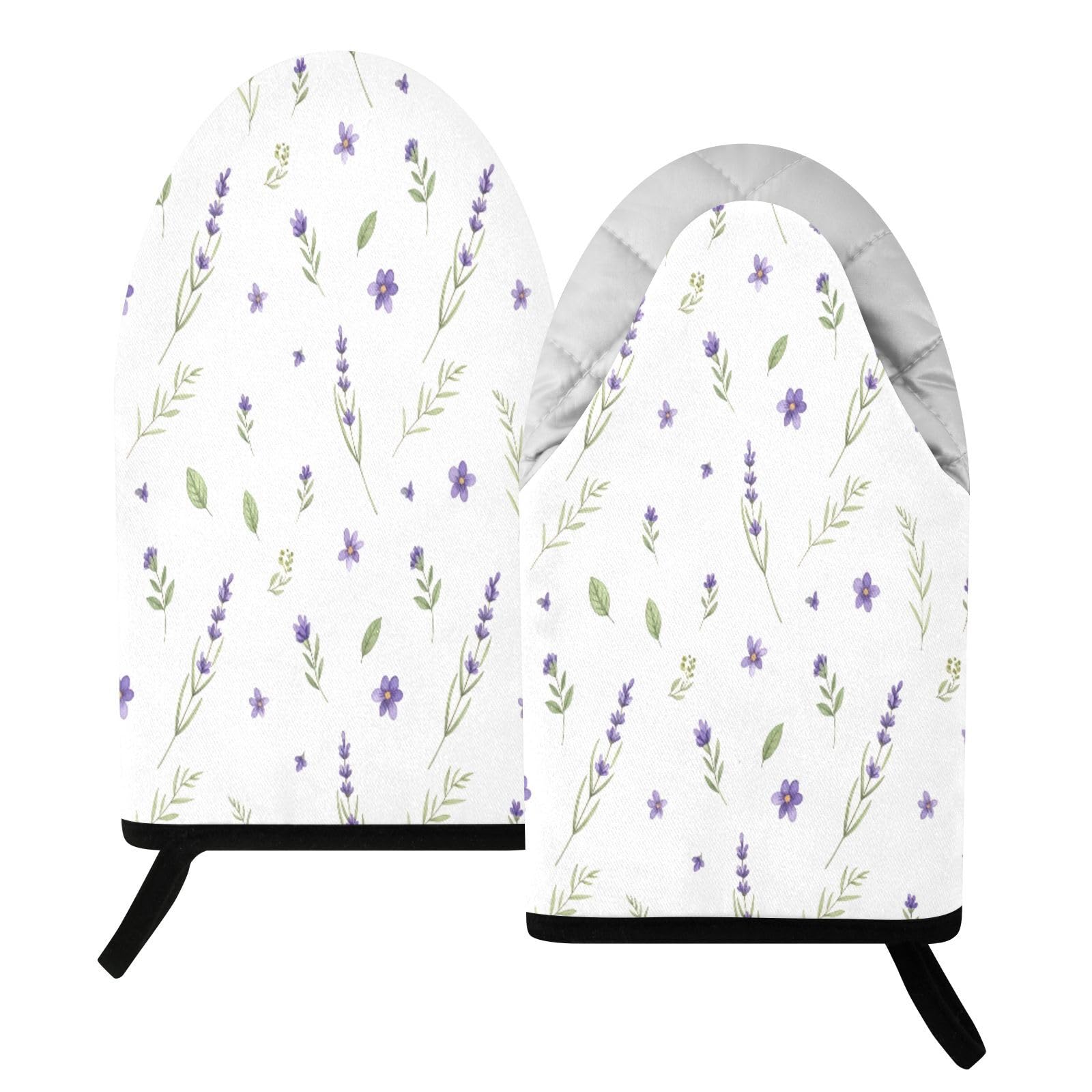BURSTDDY Lavender Oven Mitt,Heat Resistant Kitchen Mitts for Cooking