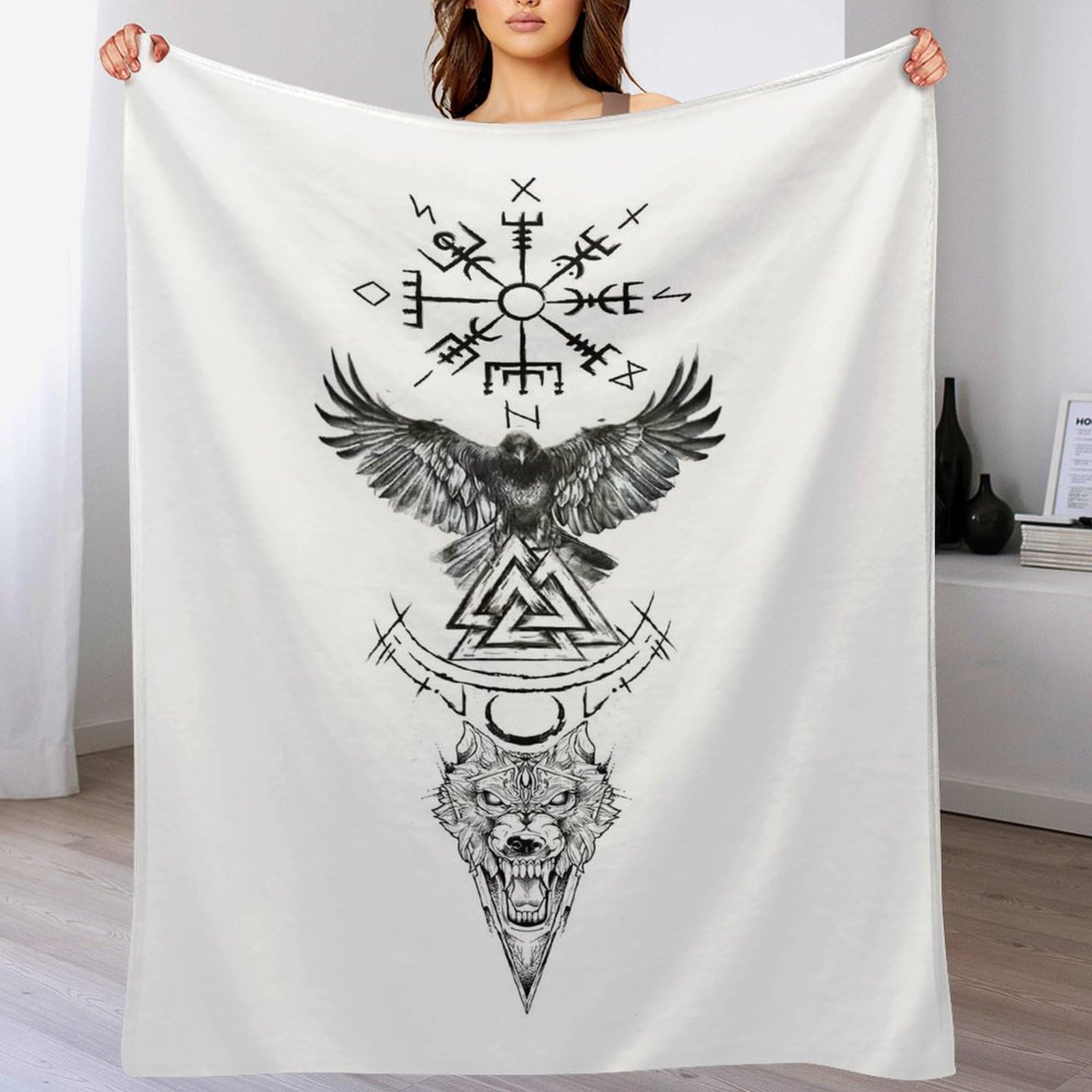 Couvre-lit Mythe Viking en flannel douce couverture de canapé 180x200cm pour le salon