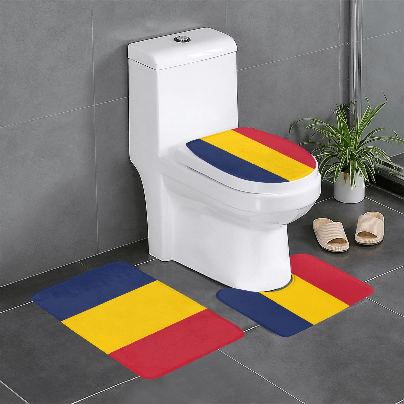 Tapis de salle de bain antidérapant anti-glisse lot de 3 tapis WC baignoire
