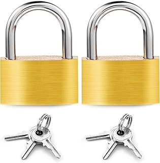 2 Pieces Locker Lock, Small Padlocks with Keys, Padlock Weatherproof Outdoor Padlock Stainless Steel Keyed Padlocks Heavy Duty Keyed Alike Padlocks for Luggage Lockers Toolboxes Cupboards 30mm