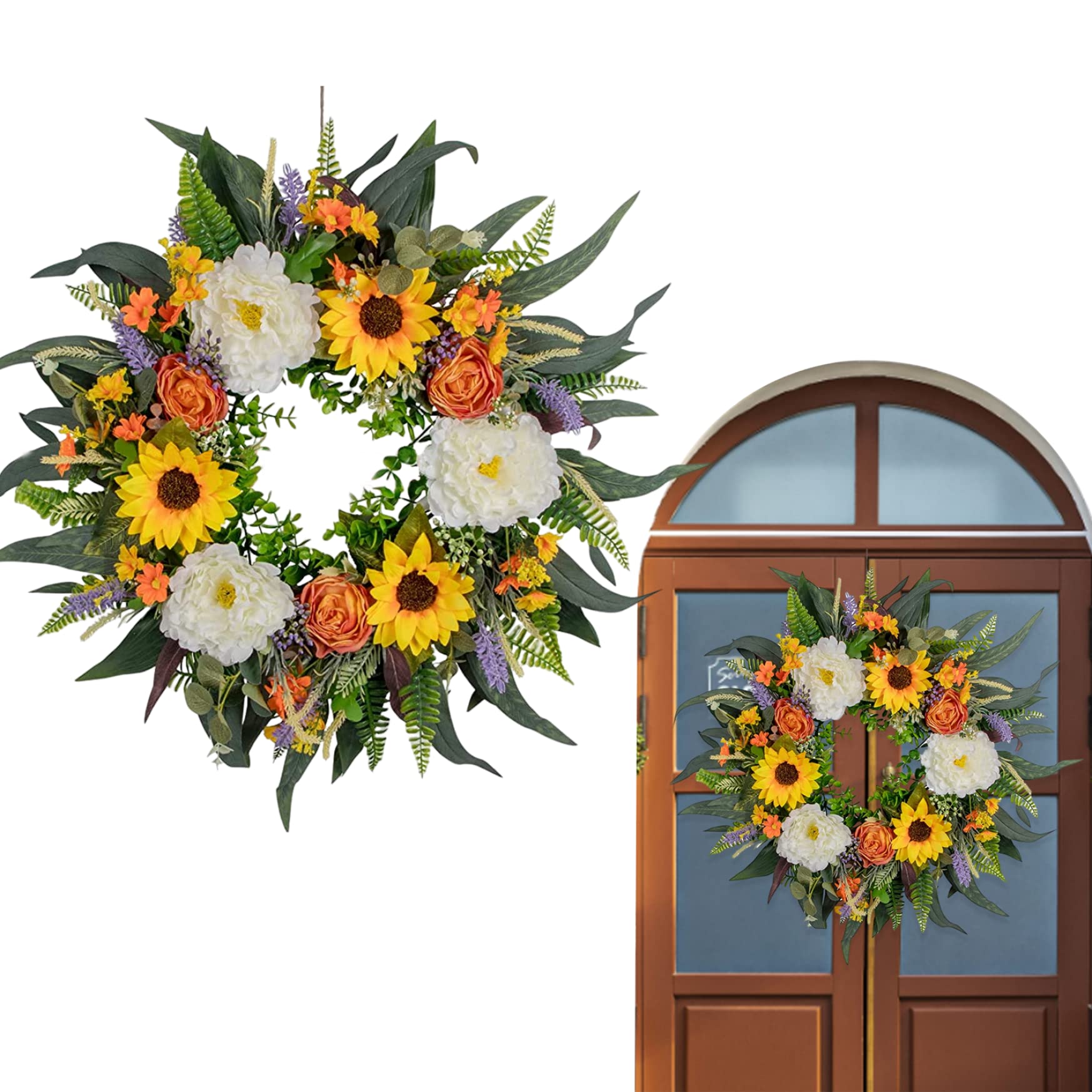 Künstlicher Sommerkranz Für Haustür Blumenkränze Eukalyptus Sommer -türkranz Dekorative Türgirlanden Für Wohnkultur 40 cm