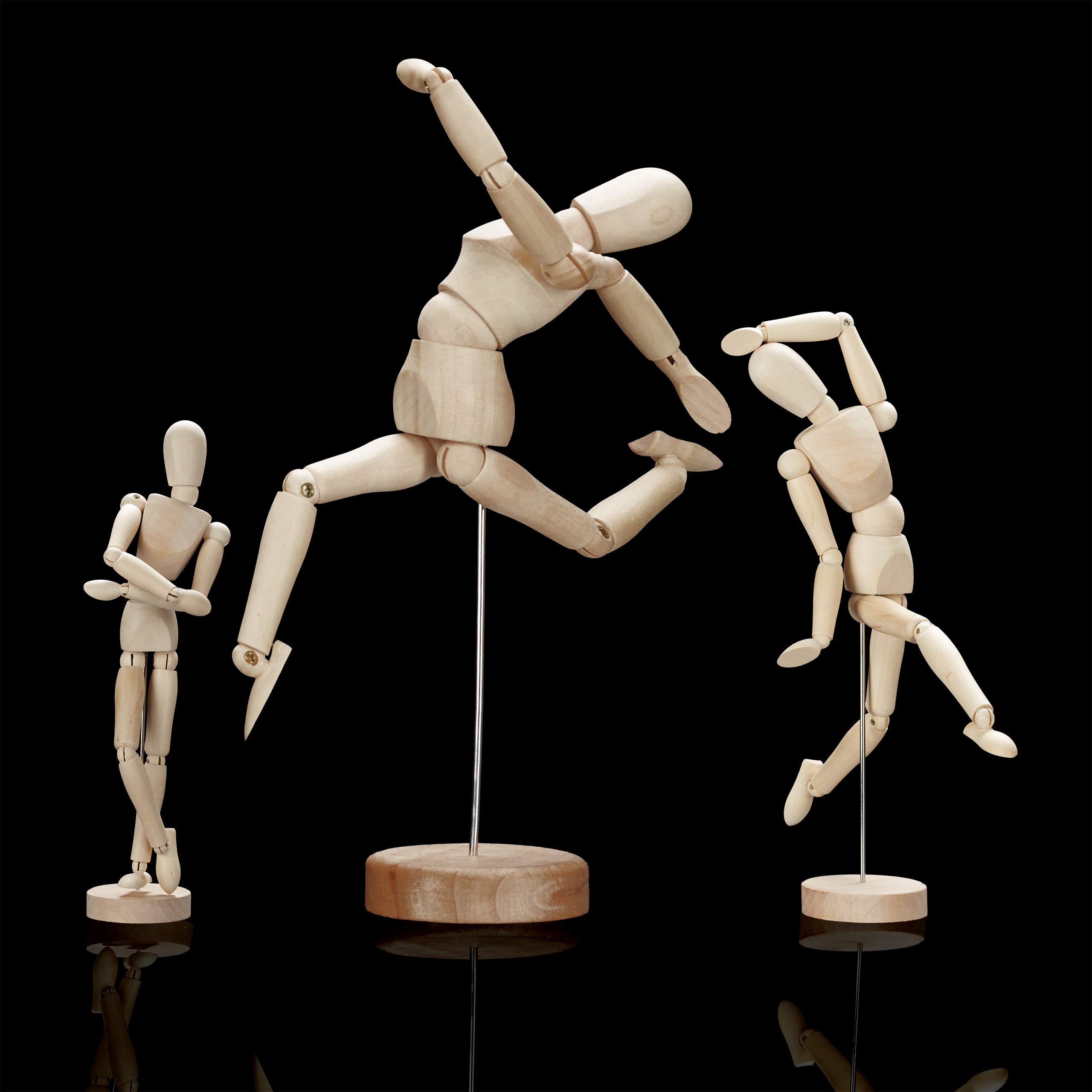 Relaxdays Wooden Artists’ Mannequin for Drawing and Crafting Articulate with Stand, Model, 32.5 cm Tall, Natural - Image 3
