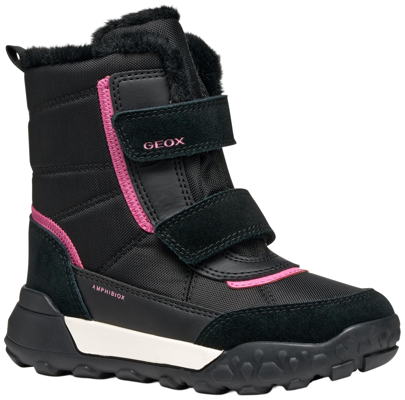 Geox Girls' J Trekkyup Girl B Ab Ankle Boot, Black fuchsia, 6.5 UK