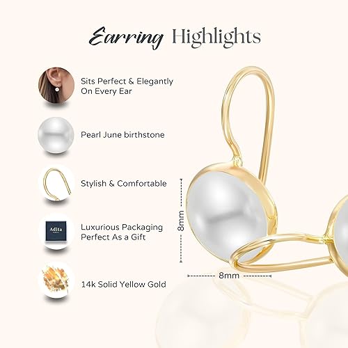 Miniatura 41 de 14k Solid Yellow Gold Gemstone Earrings - Birthstone Earrings - 8mm Dangle Earrings, Dainty Gemstones Earrings, Bridal Handmade Wedding Jewelry Gift