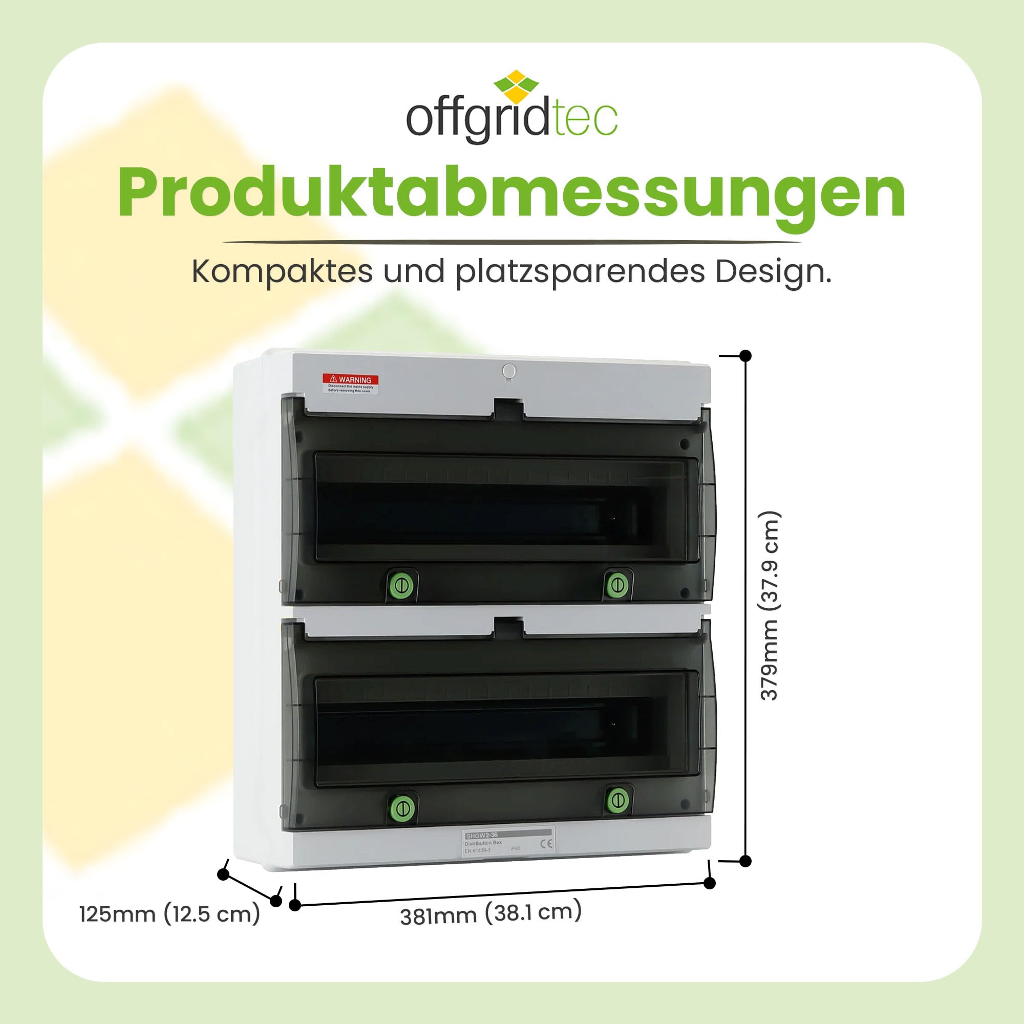 Offgridtec Caja de distribución con riel 36 TE y DIN, IP66, resistente a los rayos UV, al polvo, con cerradura, temperatura hasta 650 °C, interior/exterior, infraestructura de carga industrial y