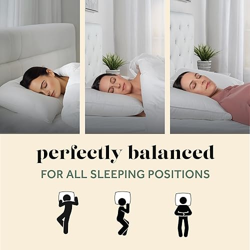 Miniatura 5 de ComfyDown Almohada de cama ComfyDream de mezcla de plumas 5050 para dormir, funda de algodón egipcio, fabricada en Estados Unidos, tamaño Queen