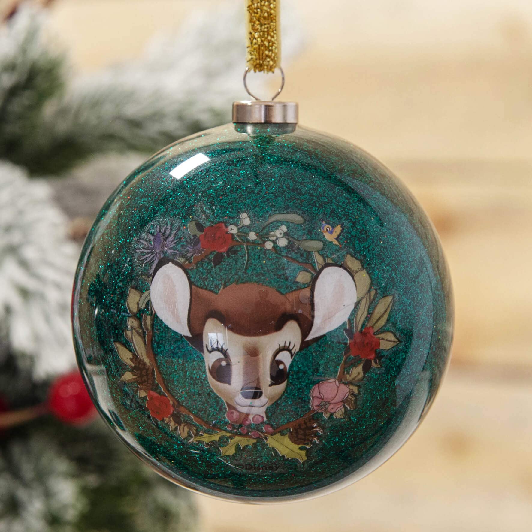 Widdop Disney Bambi & Enchanted Forest Friends Set mit 7 Glitzer-Weihnachtsbaumkugeln