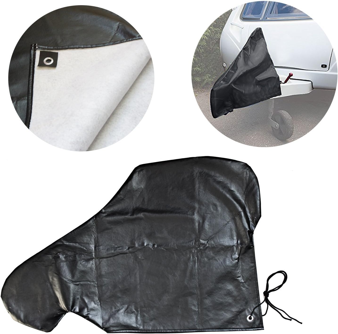 Travel RV Trailer Hitch Cover - ZHUBANG Travel Trailer RV Electric Jack Head Cover Black Hitch Coupling Protective Cover Sun Water Resistent