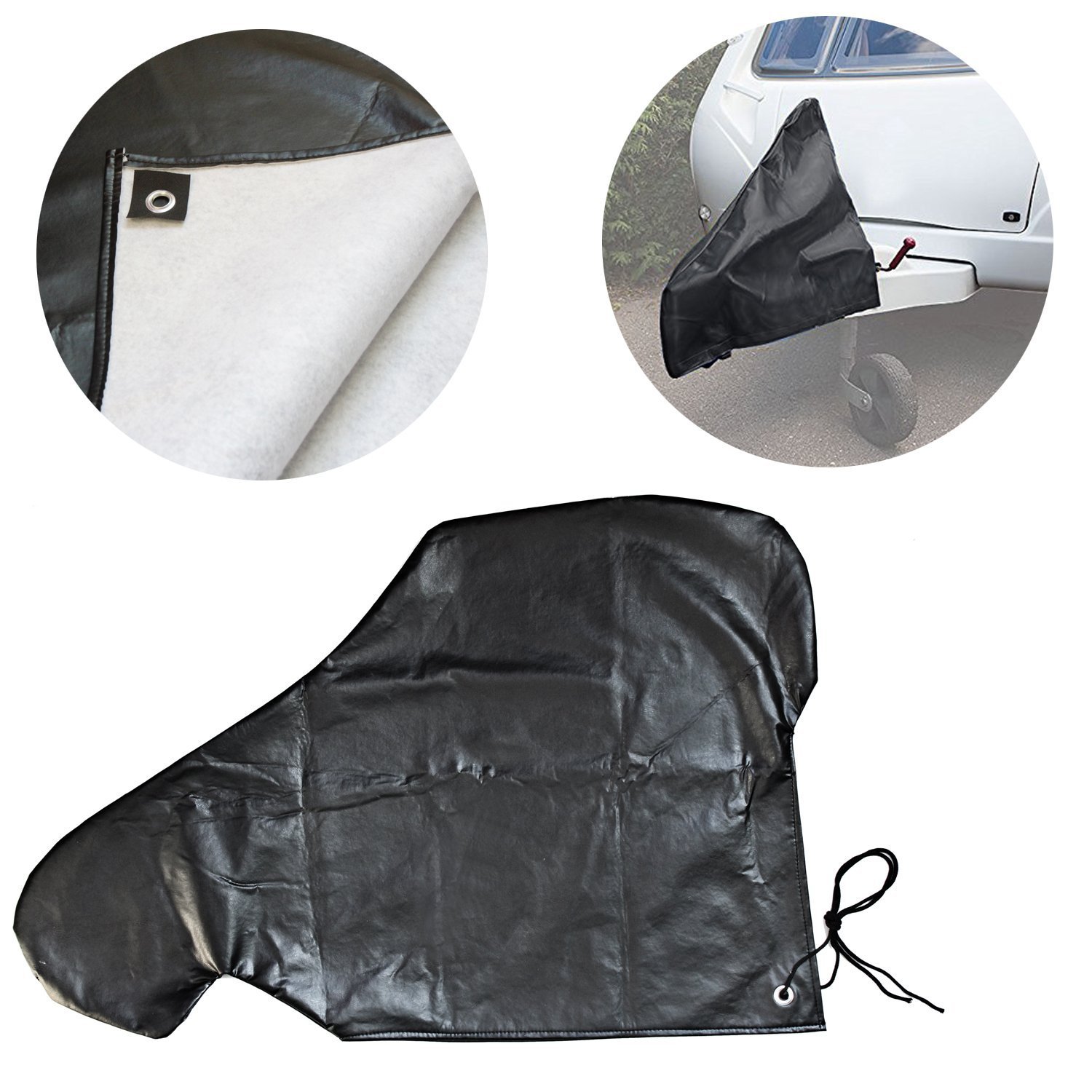 Travel RV Trailer Hitch Cover - ZHUBANG Travel Trailer RV Electric Jack Head Cover Black Hitch Coupling Protective Cover Sun Water Resistent