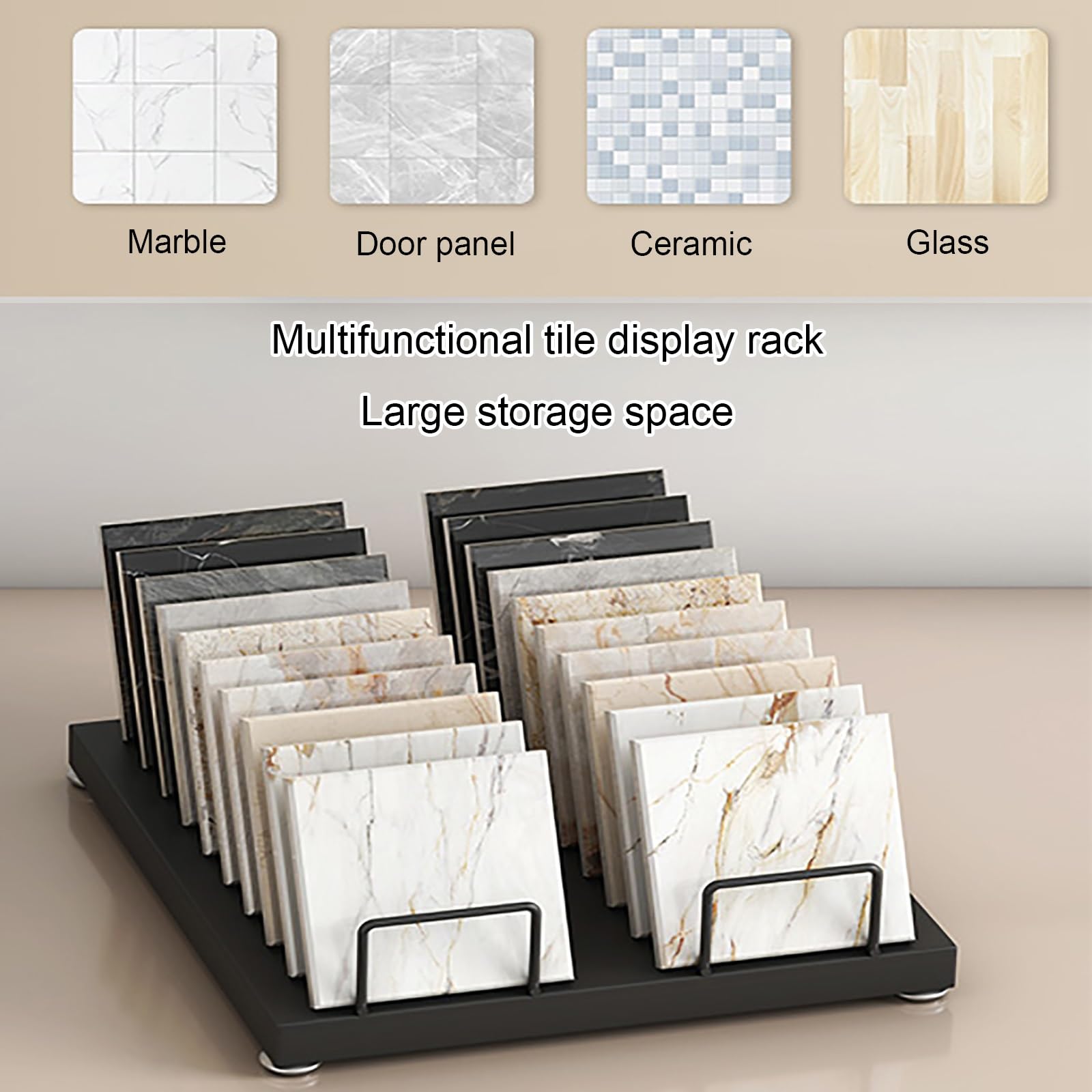 Estante de exhibición de azulejos de escritorio negro, soporte de muestras de 33 cm para materiales de construcción, muestras de azulejos, ferias comerciales y tiendas minoristas, organizador compacto