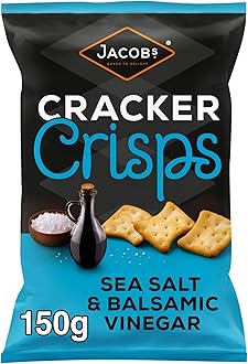 JACOB'S Cracker Crisps Salt and Balsamic Sharing Bag, 150 g (Pack of 1)
