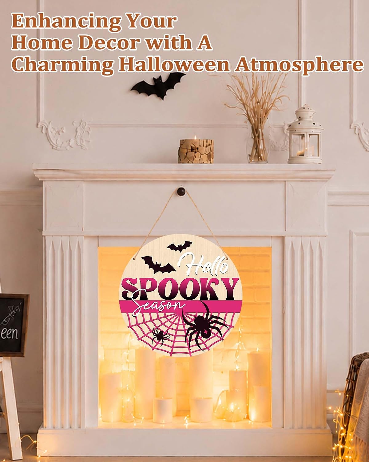 Halloween Welcome Sign for Front Door, Spider Wall Hanger image 3