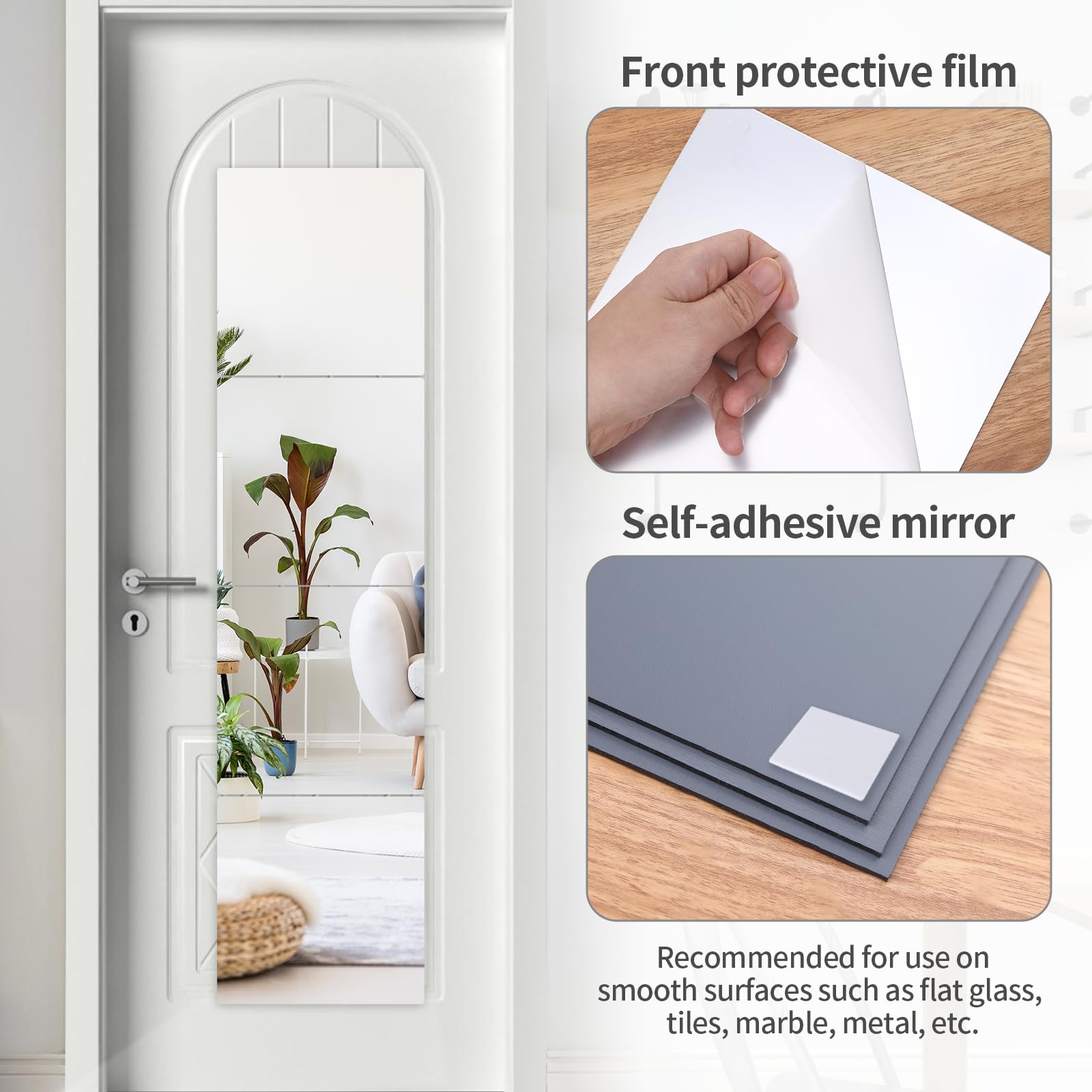 Miroir mural en acrylique incassable 30,5 x 30,5 cless auto-adhésif incassable et sûr pour salle de bain et décoration d'intérieur, parfait pour l'intérieur