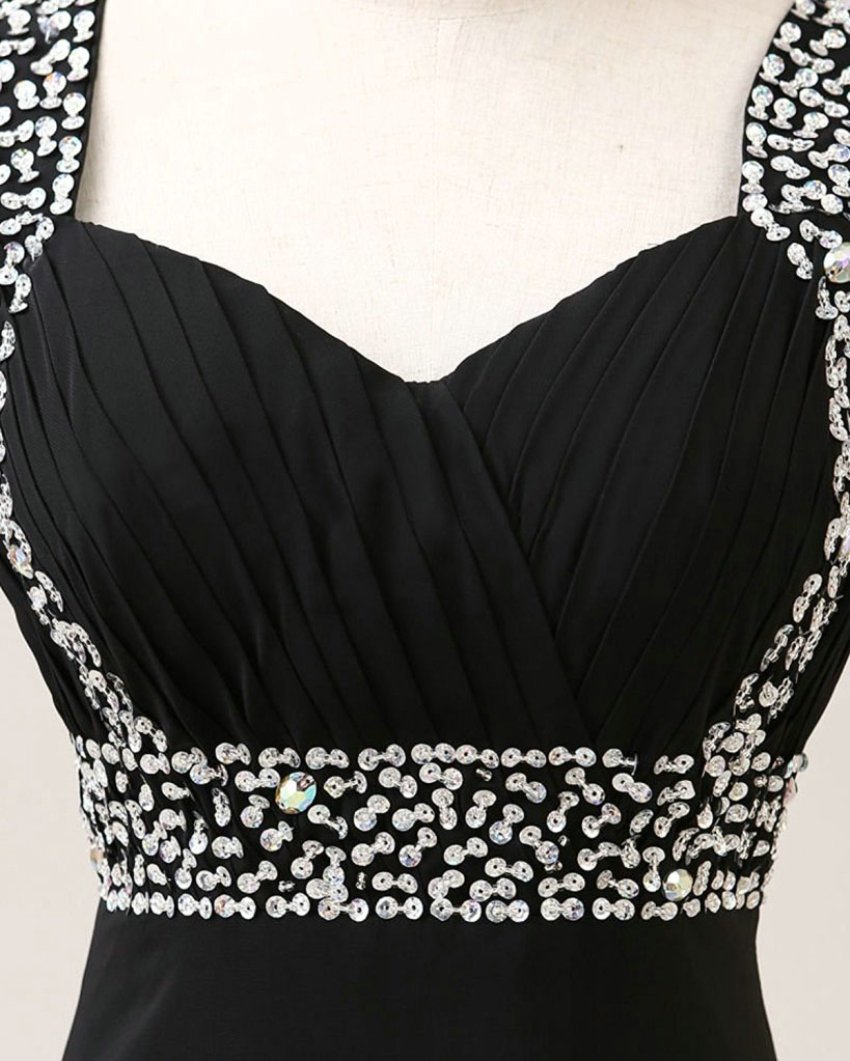 Vestido de noche para mujer, de gasa, con perlas largas, formales, para bailes o fiestas