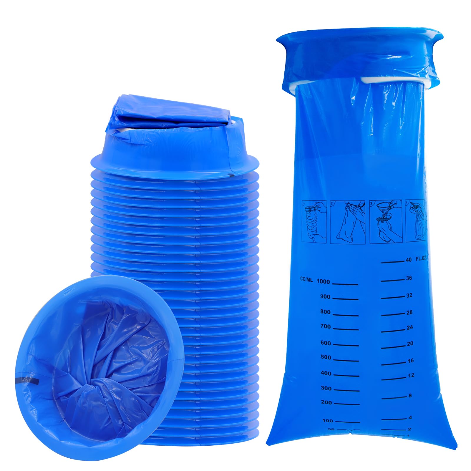 Emesis Bags Disposable for Car Kids Adult, 30 Pack Leak Resistant Vomit Bag –1000ML Medical Grade Puke Barf Throw Up Nausea Bag for Travel Motion Sickness, Blue