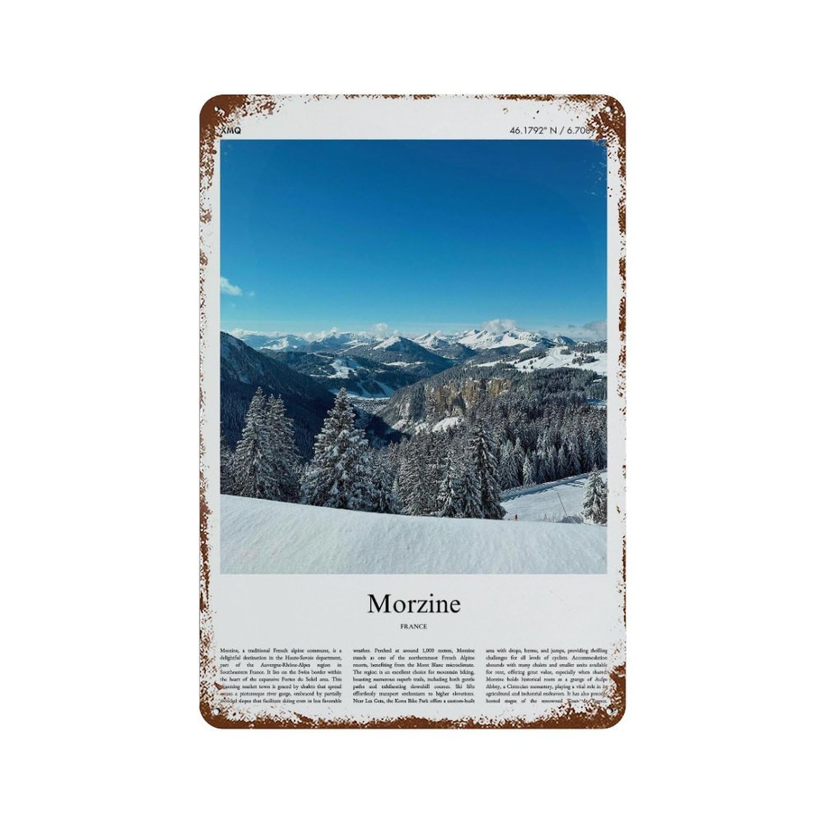 xiaoxiaoshen Morzine France City Scenery Wall Decor Art Metal Tin Poster Modern Home Decor Art Home Bar Shop Decorations Vintage Sign 30x20cm