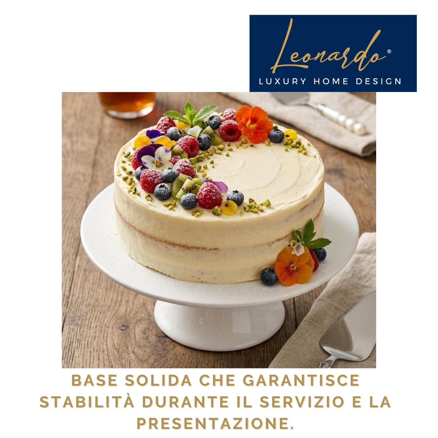 Alzata Porcellana 30 x 9 H cm Piatto Porta Torta Elegante con Base Ideale Dolci Dessert Eventi Buffet Idea Regalo (Senza Cupola)
