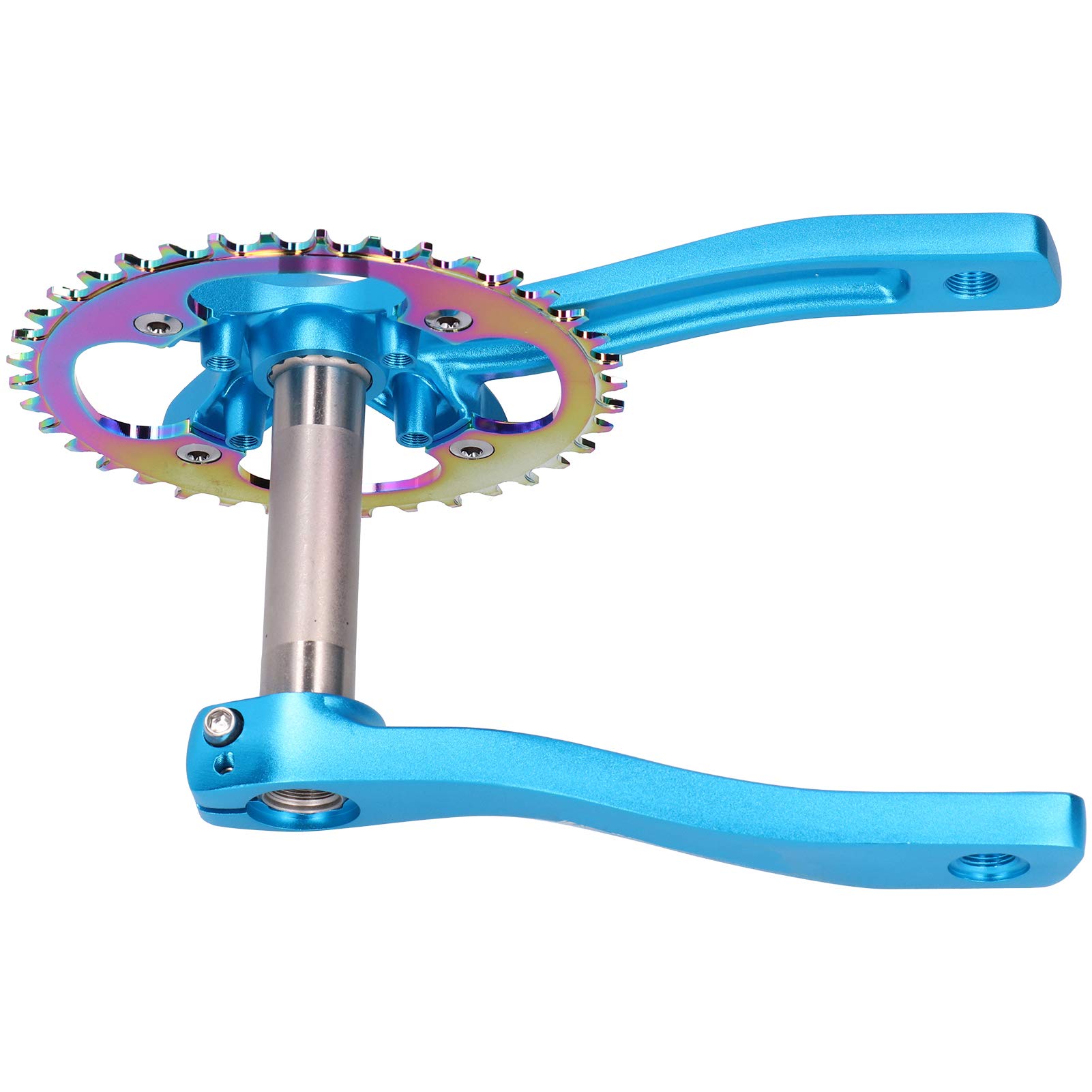 VGEBY Guarnitura Single Speed 38T, Pedivelle in Lega di Alluminio Guarnitura per Bici con Staffa Inferiore Accessorio per Ruota di Catena(Blu) Pezzi di Ricambio per Biciclette