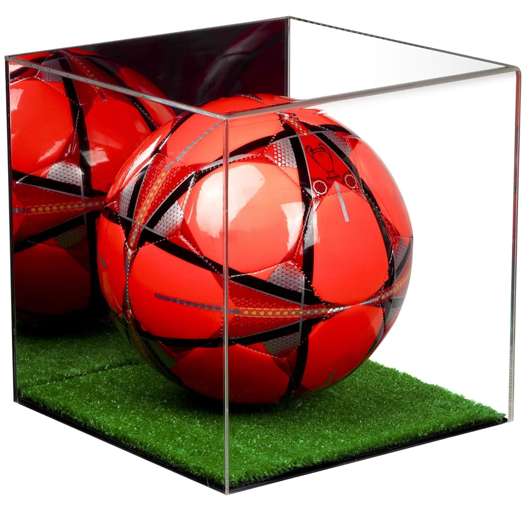 Better Display Cases (A007-MTB Full Size Soccer Ball Display Case with Mirror and Turf Floor