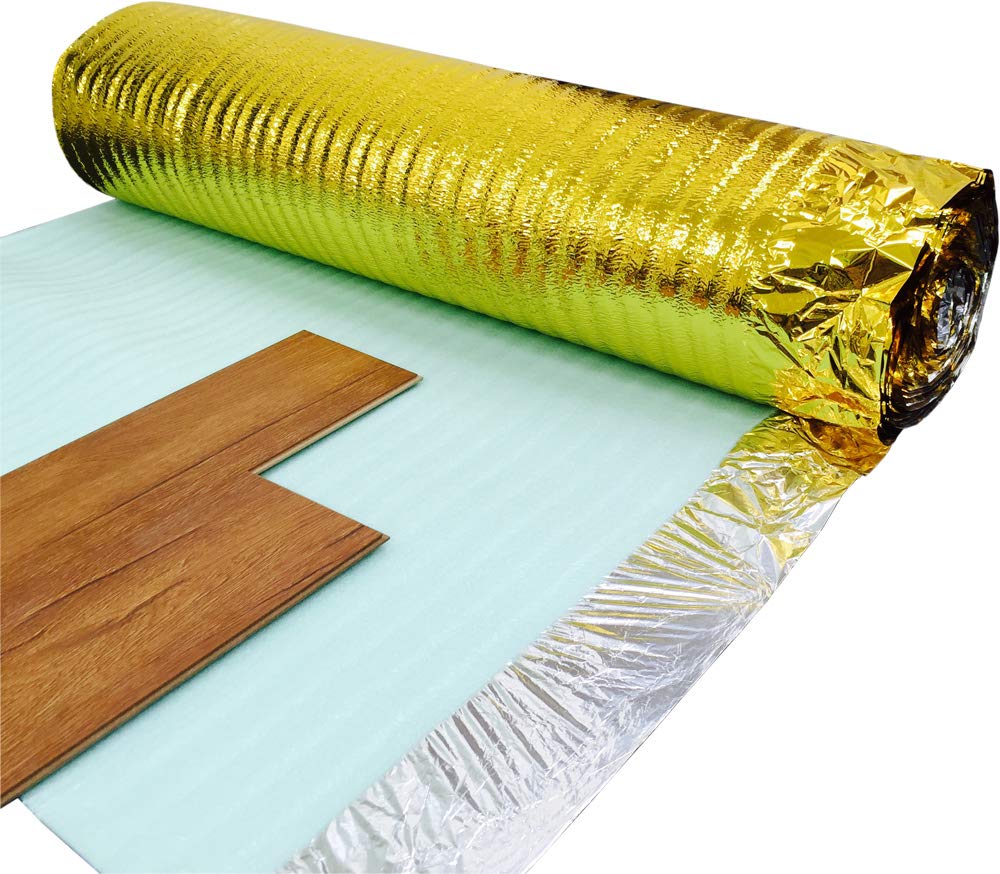 3mm Sonic Gold Underlay for Wood or Laminate Flooring - Choose Any Roll Size - Also Works with Parquet Plank Floors - by Grandismo (45m2 (1m x 45m))