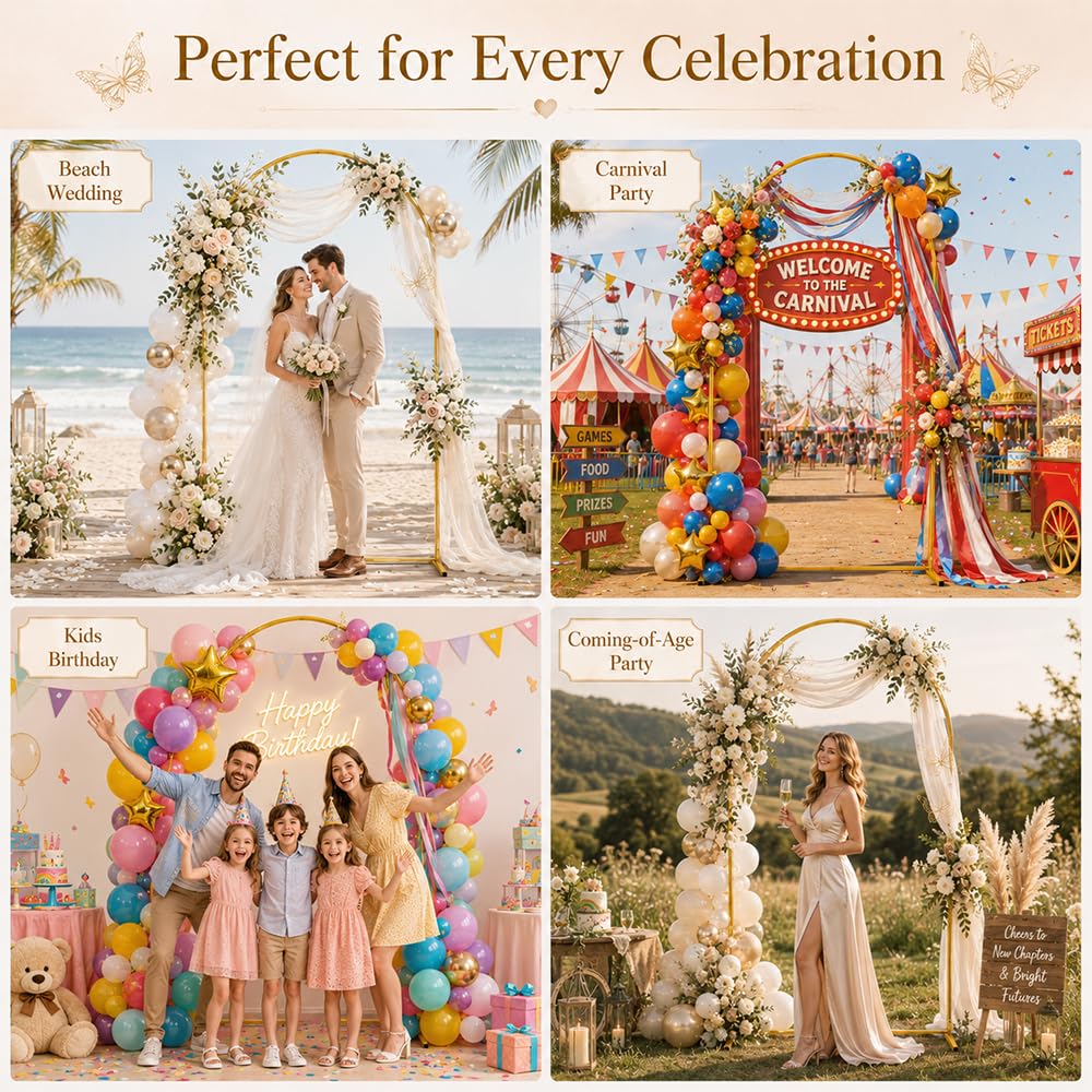 Hochzeitsbogen Gestell, 1.2 x 2.2 M Hochzeitsbogen Hintergrund Ständer, Metallbogen, Traubogen Hochzeit, Ballonbogen Gestell, Deko Bogen für Hochzeit, Geburtstag, Party Dekoration