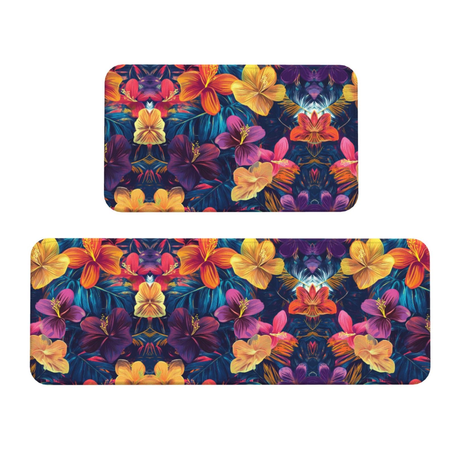 Alfombrillas antideslizantes de cocina y lavandería Among The Flowers, juego de 2 piezas