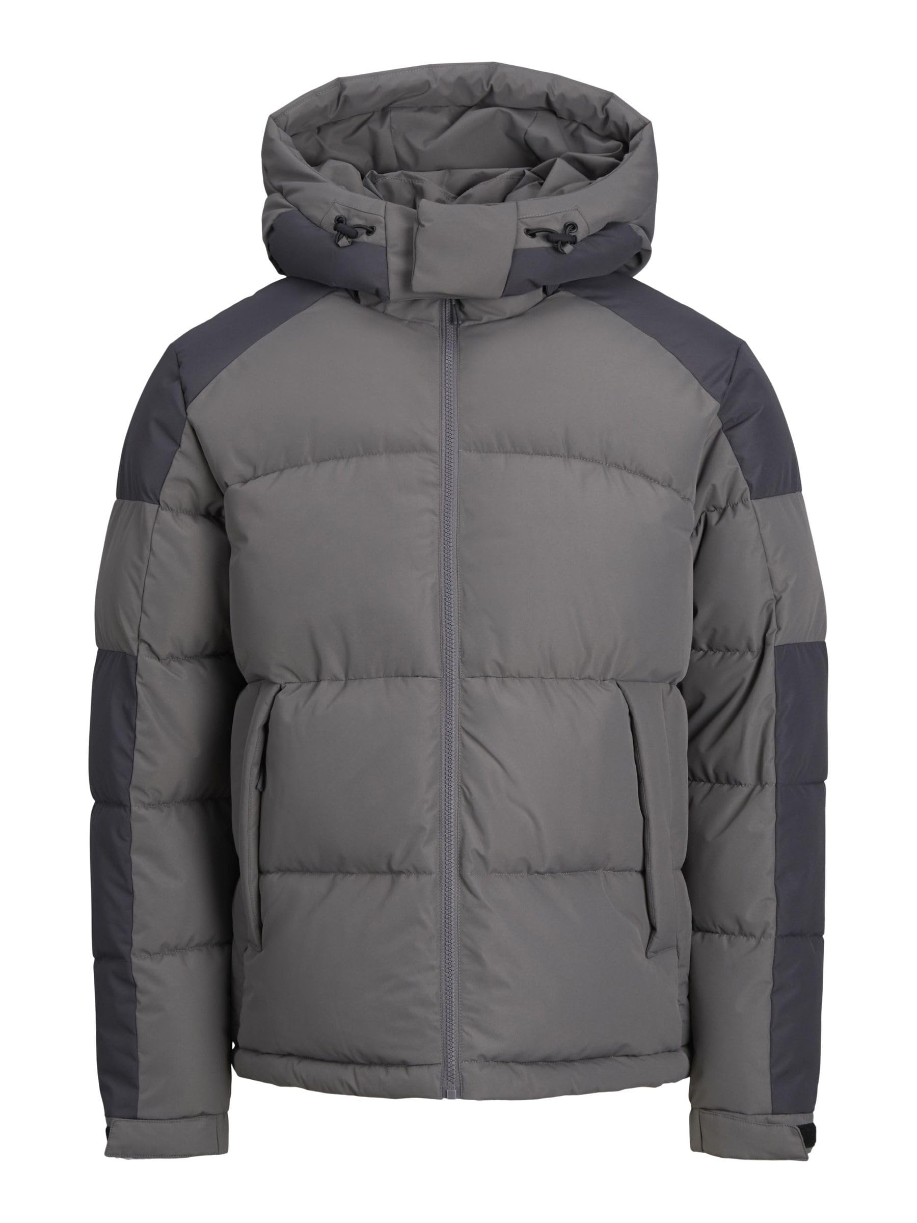JACK & JONES Men's Jcoaero Buffer Sn Puffer Jacket, Gargoyle/Detail: Asphalt Blocking, L