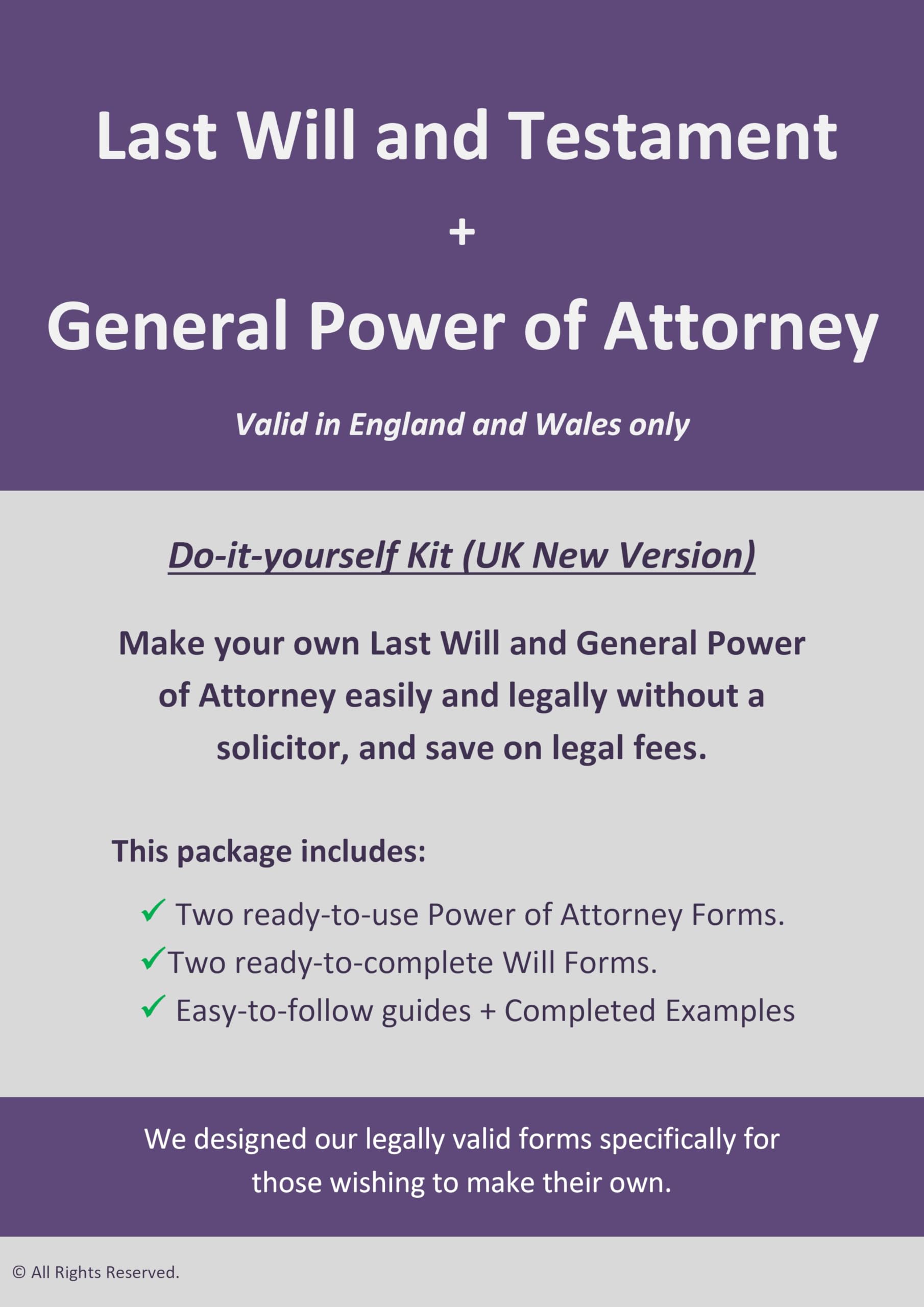 Last Will and Testament Kit + Power of Attorney Forms UK | Two Copies of Each | 2026/27 Edition | Easy-to-Follow Instructions | Guides with Completed Examples.