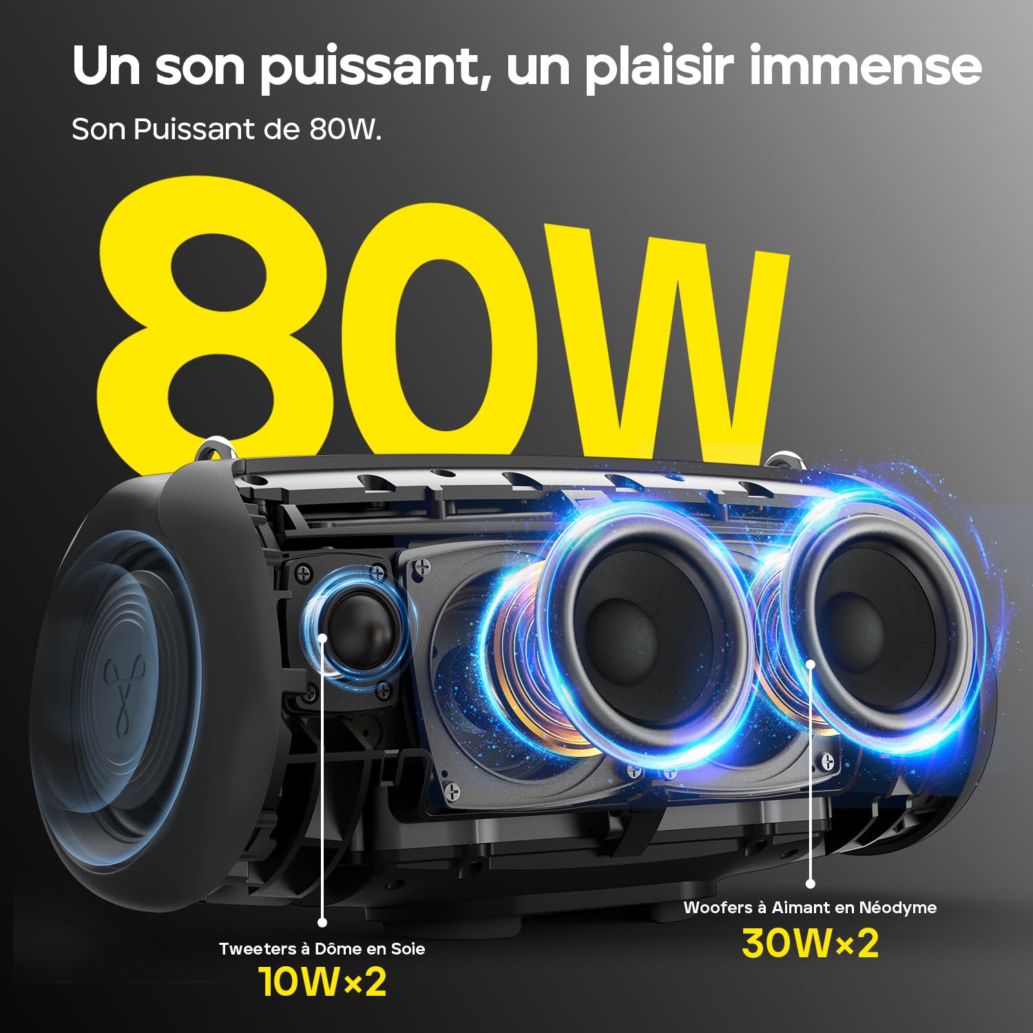 Tribit StormBox Lava Enceinte Bluetooth Puissante, 80 W