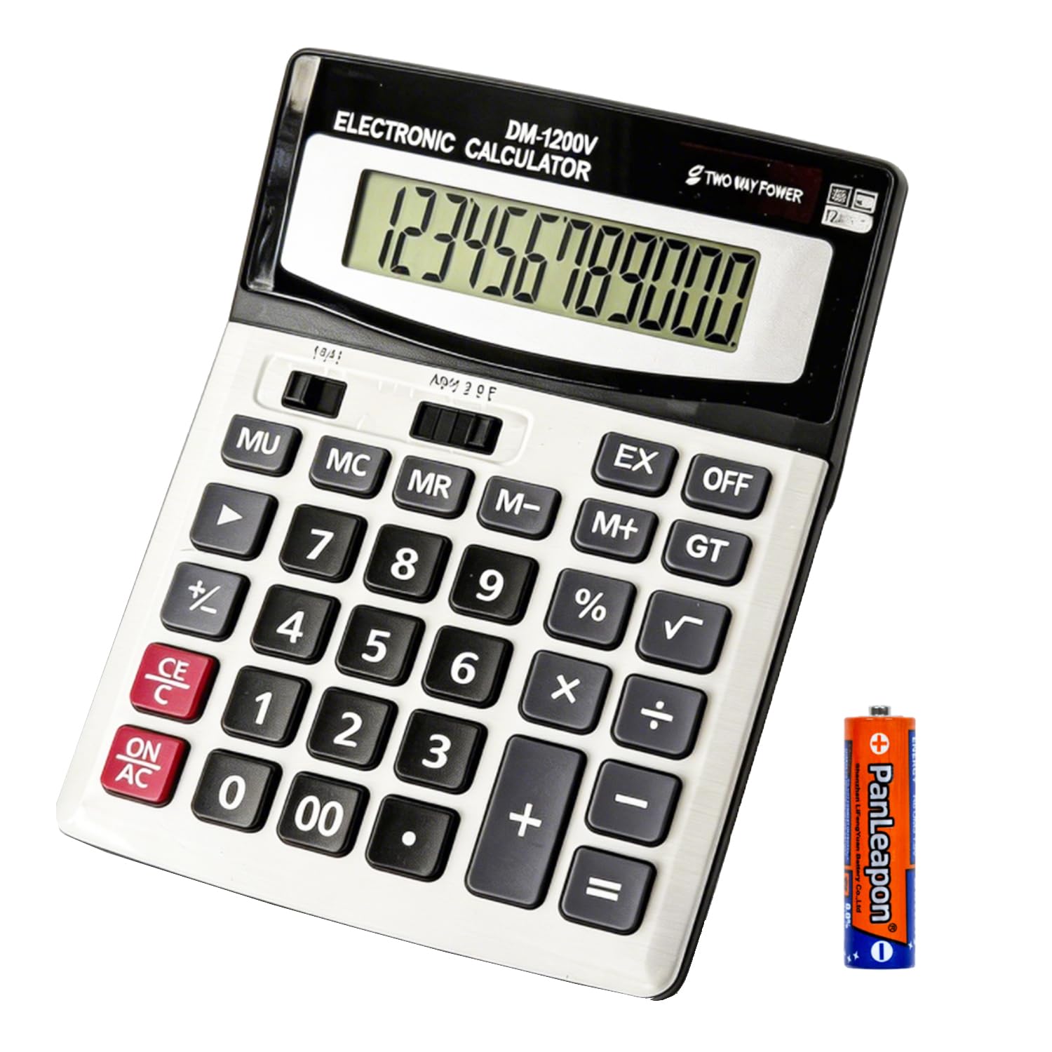 Calculadora de sobremesa de 12 dígitos con gran pantalla LCD y tecla sensible, energía solar dual y batería, función estándar para oficina (YE1200v)