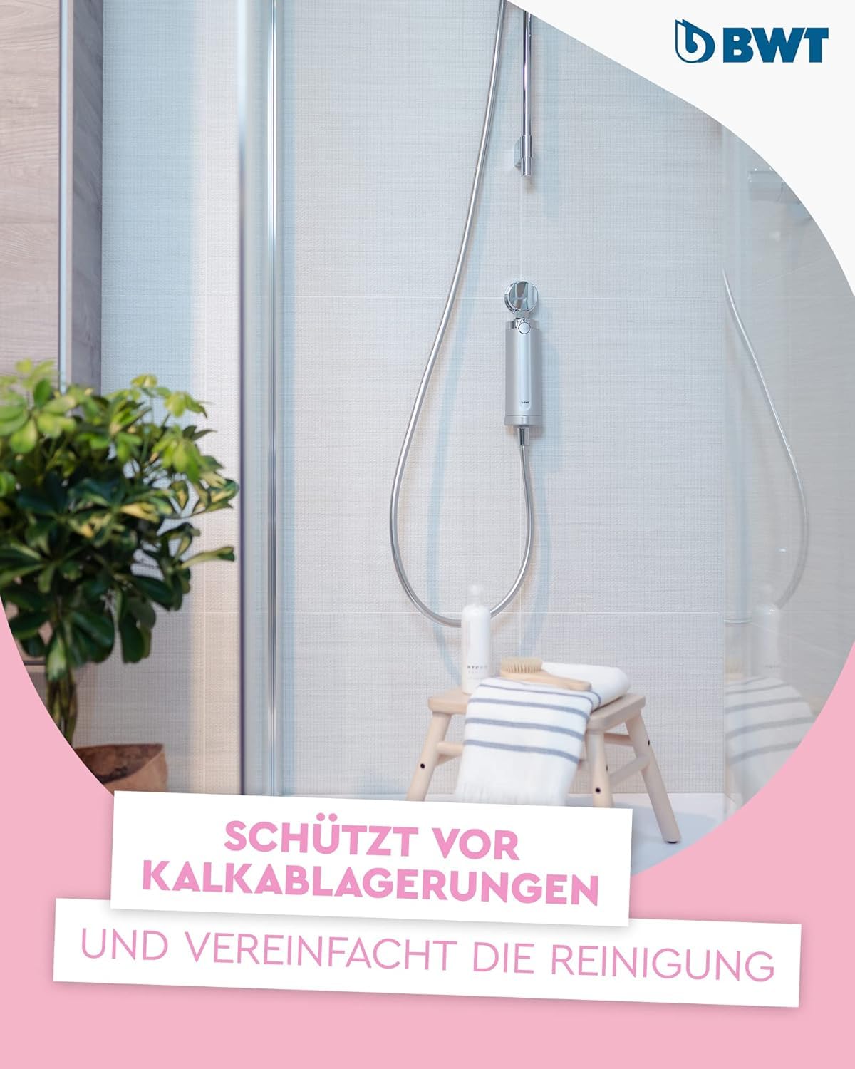 BWT Quick & Clean Duschfilter gegen Kalk & Chlor – Wasserfilter für Dusche | Weniger Kalkflecken & saubereres Bad | inkl. 1 Filterkartusche