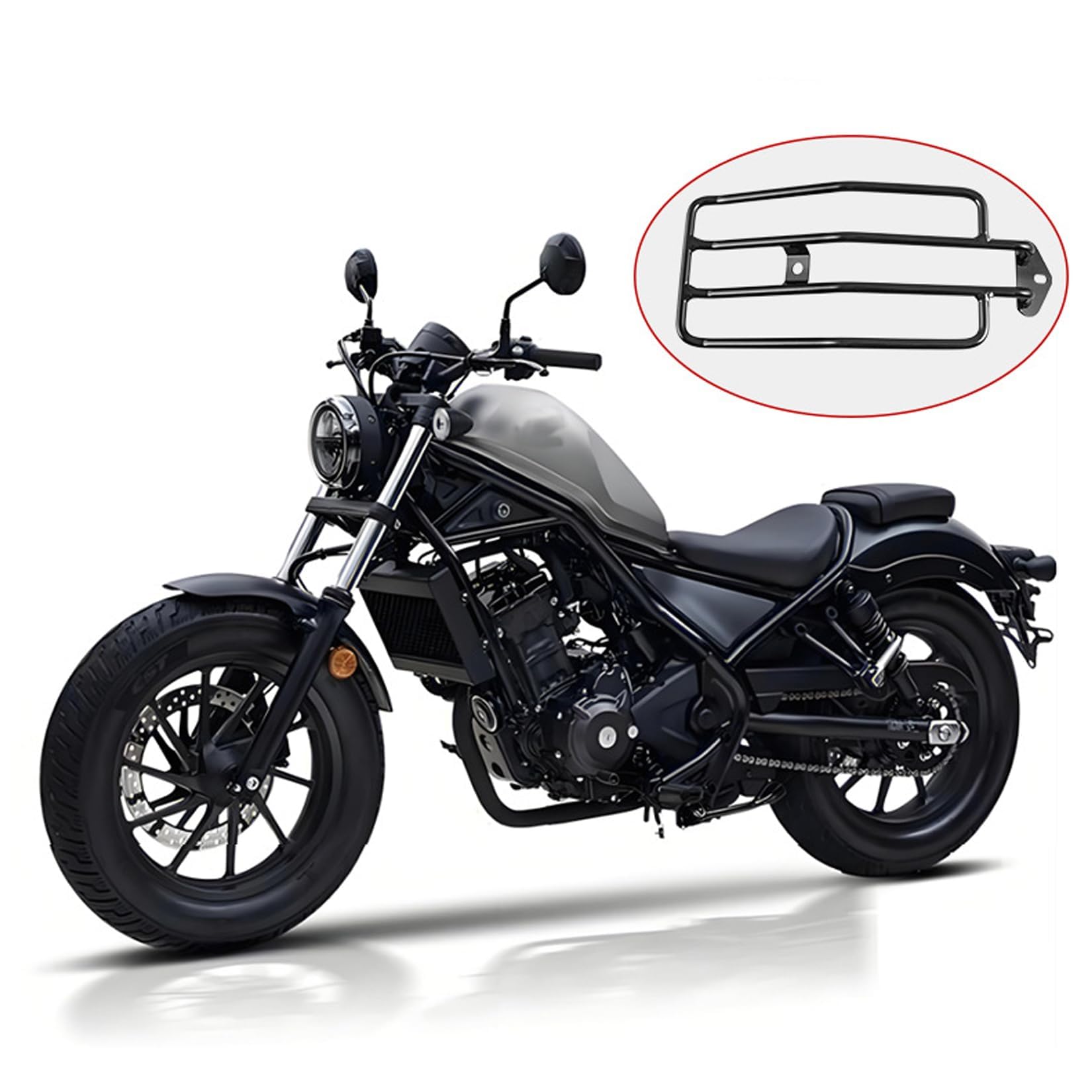 Portaequipajes Trasero para Rebel 300 - PSLER para Rebel 300 CMX300 Rebel 500 CMX500 2017-2026 Accesorios para Motocicleta Estante Trasero Negro