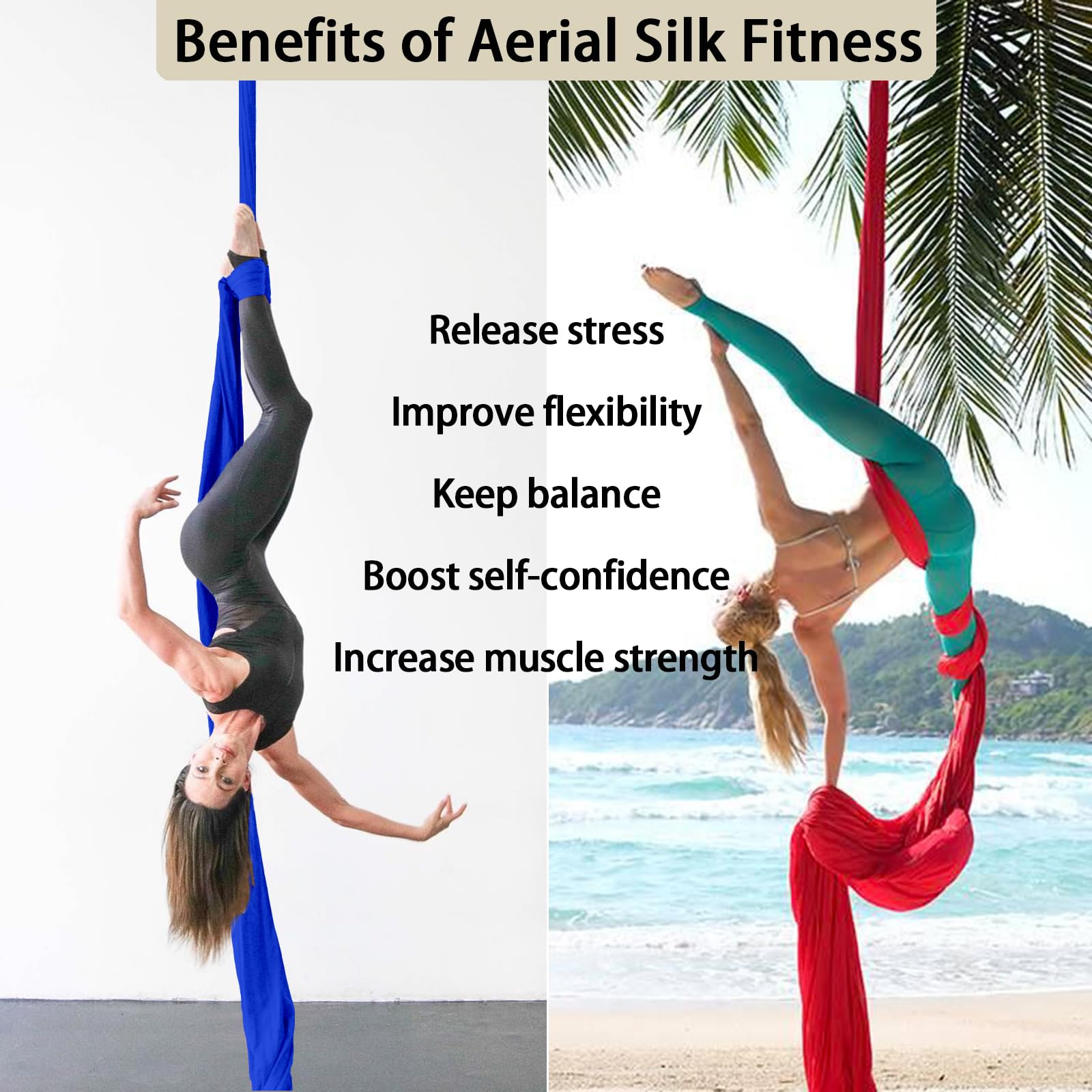 Tessuto in seta per aerei (13/23 m), tessuto di seta per yoga aereo di alta qualità, perfetto per spettacoli aerei interni ed esterni e allenamento (solo tessuto)