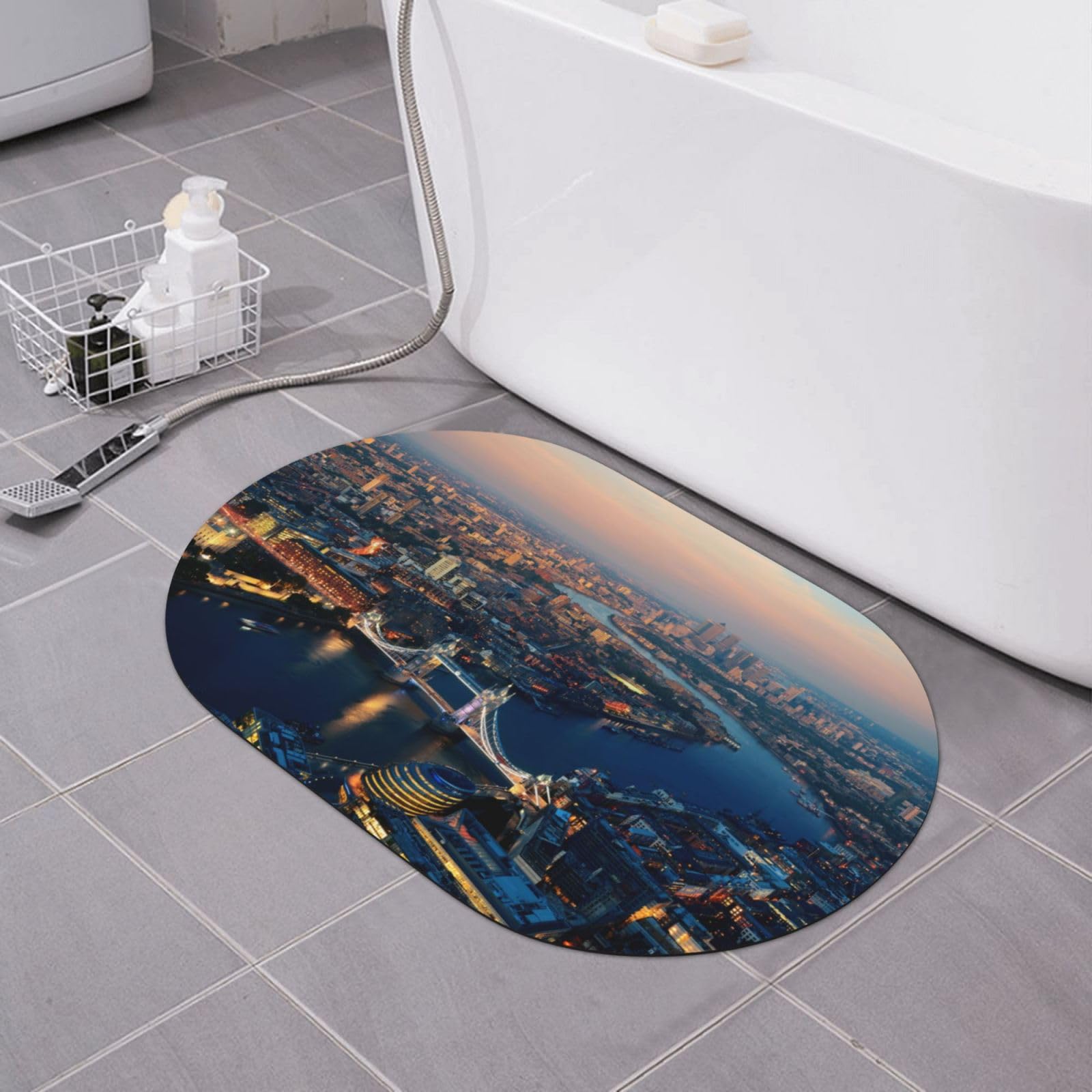 Tapis de sol célèbre paysage urbain en diatomée pour une douche et un bureau modernes