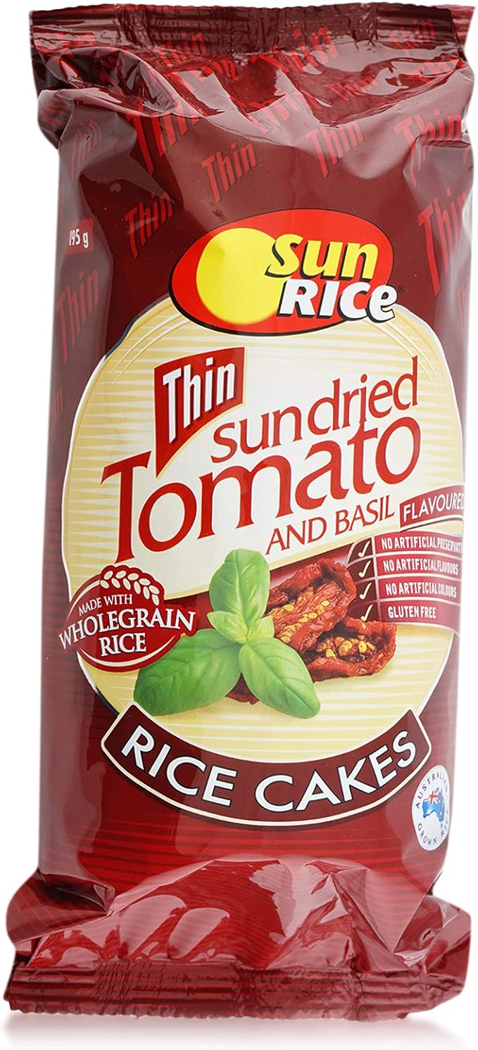 Sunrice Thin Sundried Tomato & Basil Rice Cakes 195g
