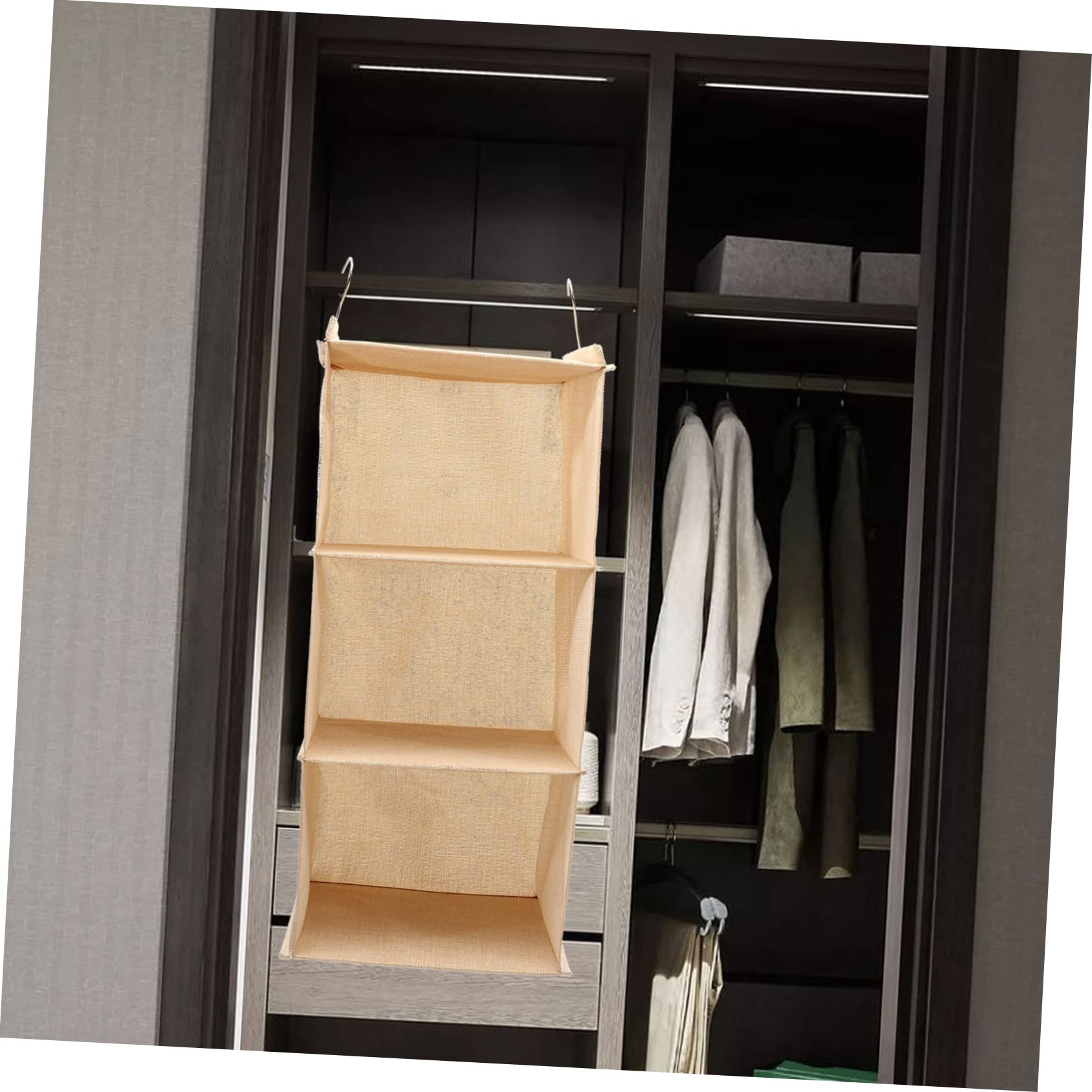 KOMBIUDA Mehrlagiger Hängeorganizer für Kleiderschrank, 3 Ebenen, Beige