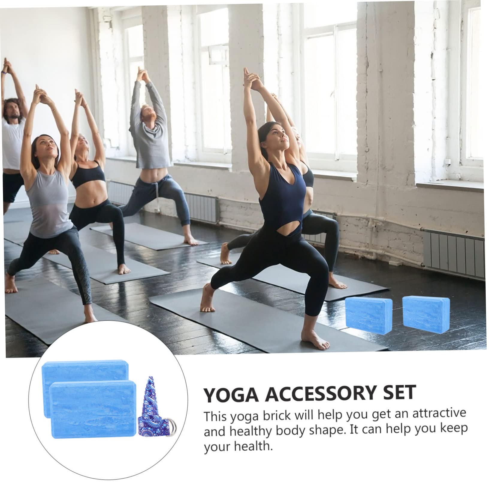 Blocco Yoga ad Alta Densità in Eva, Set da 3 Pezzi Blu | Allenamento Danza e Stretching, Superficie Piana, Supporto per Addominali, Articolo in Schiuma