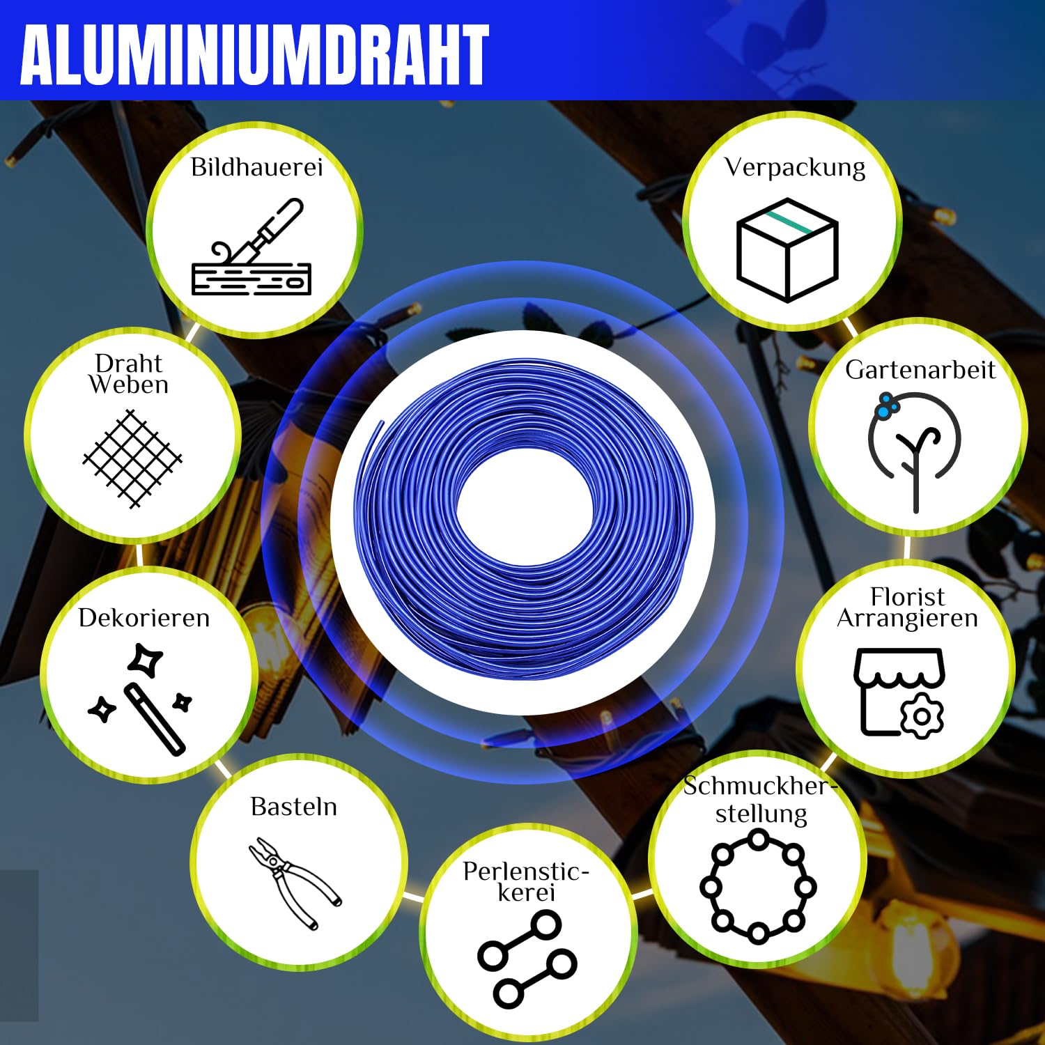 Filo Di Alluminio Per Gioielli Fai Da Te, 1 Mm X 10 M, Blu - Per Anelli, Bracciali, Creazioni - 3