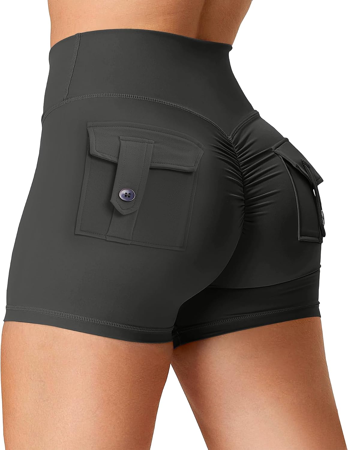 YOAKUKA Women Workout Shorts Scrunch with Pockets Butt Lifting Gym Yoga Workout Biker Cargo Shorts