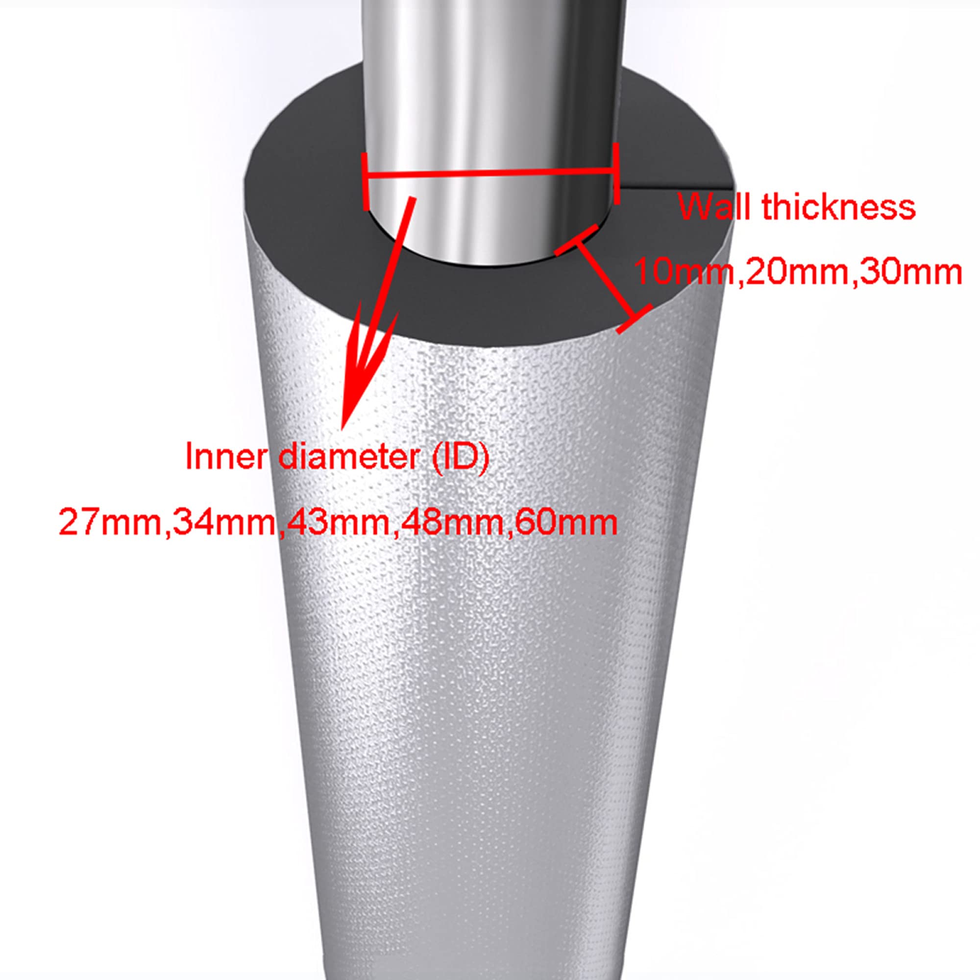 Autoadhesivo Aislamiento De Tubería Tubo De Aislamiento Para el Aislamiento Externo de Tuberías/Wall thickness 30mm / ID60mm