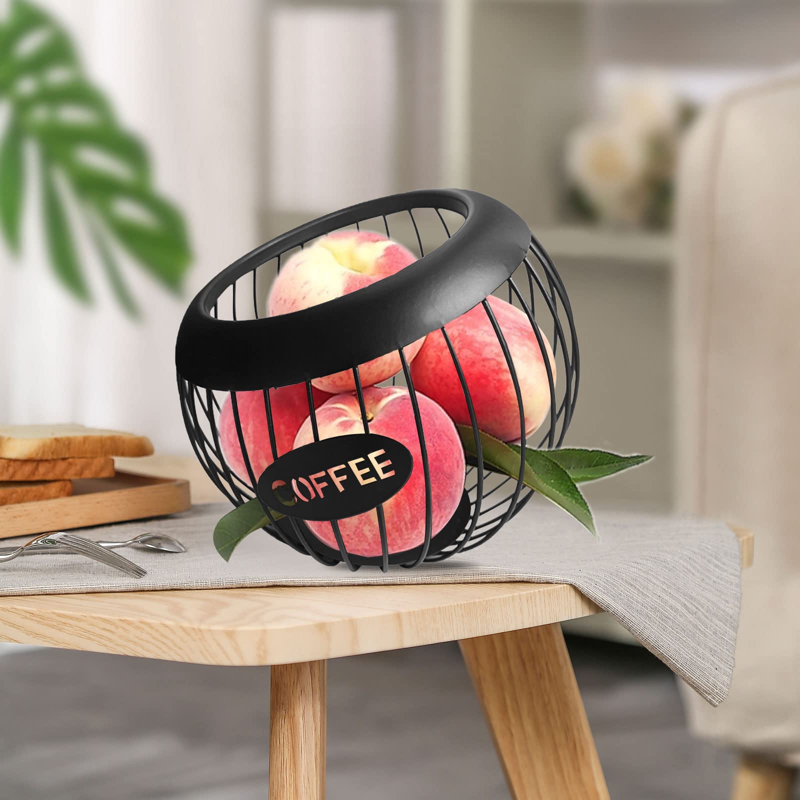 Cestello Portaoggetti per Caffè, Cestello Porta Capsule di Caffè, Porta Cialde da Caffè e Tazza Organizer, Contenitore Per Capsule di Caffè, Cestello porta Caffè da Cucina in Metallo, Nero