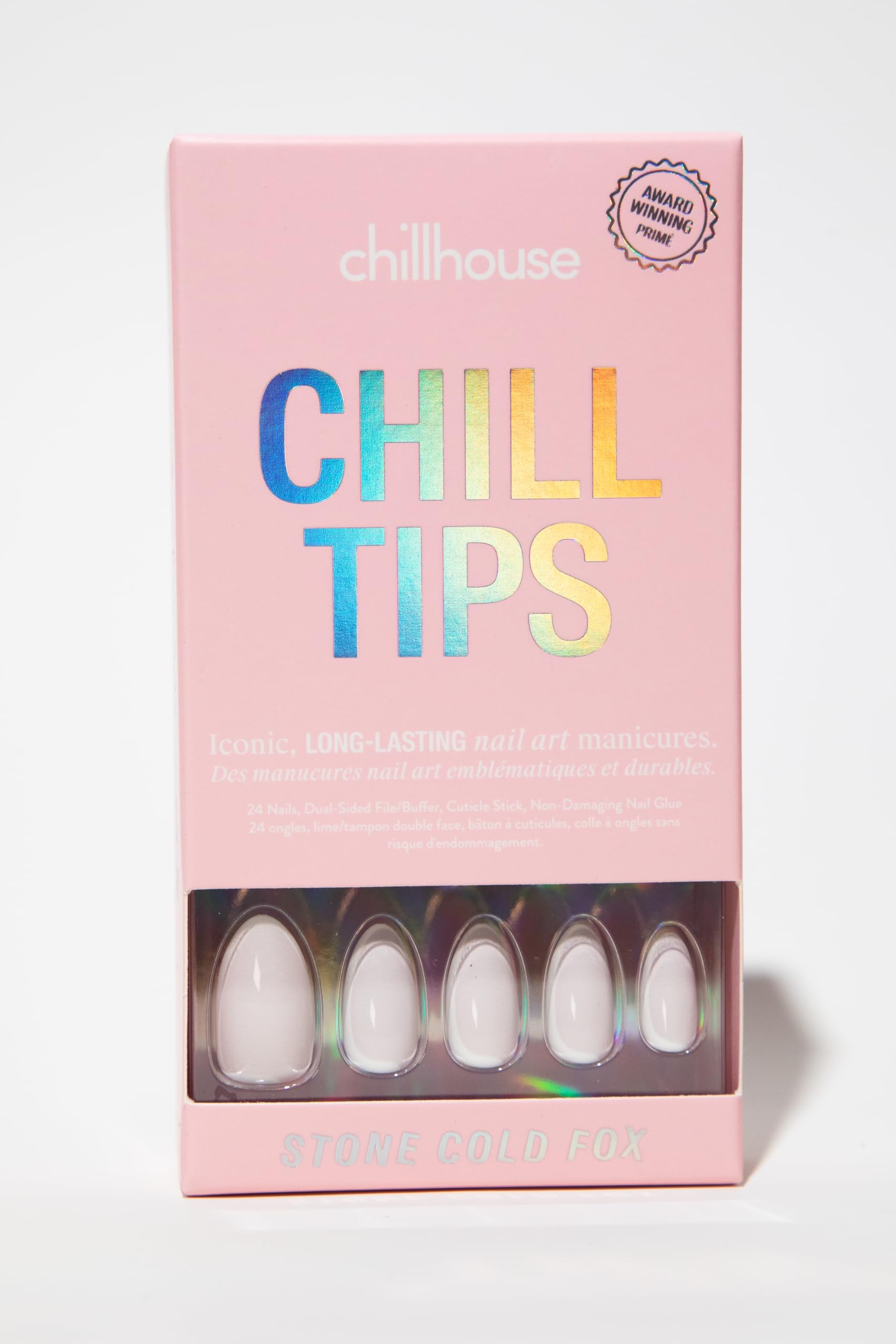 ChillhouseChill Tips, Press on Nails Kit - Stone Cold Fox (Almond) - 30 Nail Shapes & Sizes - Up to 3 Weeks of Wear - Customizable Fit - Reusable - Latina Founded & Women Owned - Beauty & Self Care