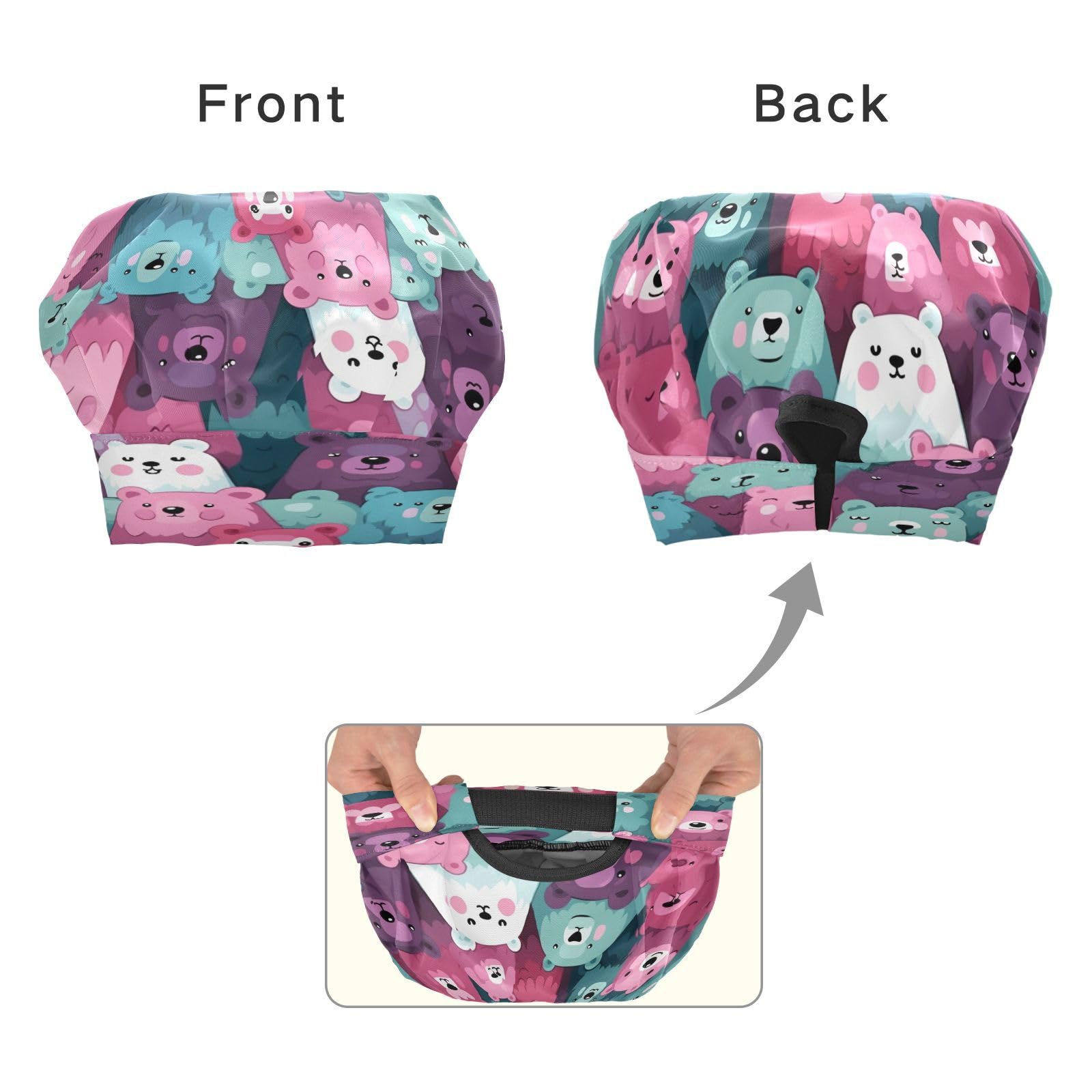 Bulletgxll Cartoon Bears Kids Apron and Chef Hat Set Adjustable Bib Aprons with Pockets for Cooking Baking Painting