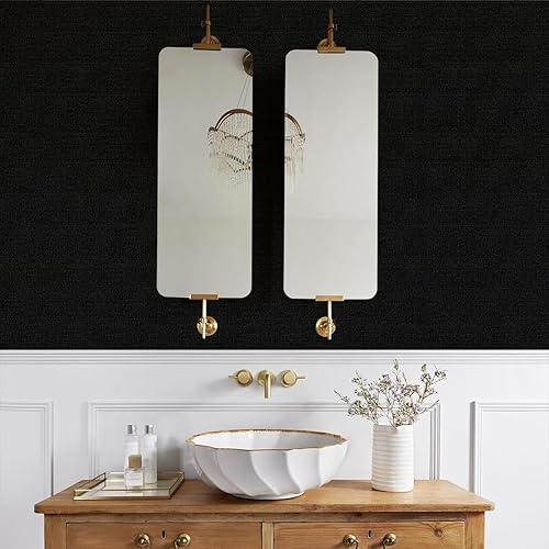 Miniatura 4 de Papel tapiz negro para despegar y pegar, papel de contacto negro de 17.7 x 118.1 pulgadas, papel tapiz autoadhesivo con textura mate, extraíble,