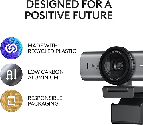 Miniatura 10 de Logitech MX Brio Ultra HD 4K Collaboration, Streaming Webcam, 1080p at 60 FPS, Show Mode, Works with Microsoft Teams, Zoom, Google Meet, Nintendo