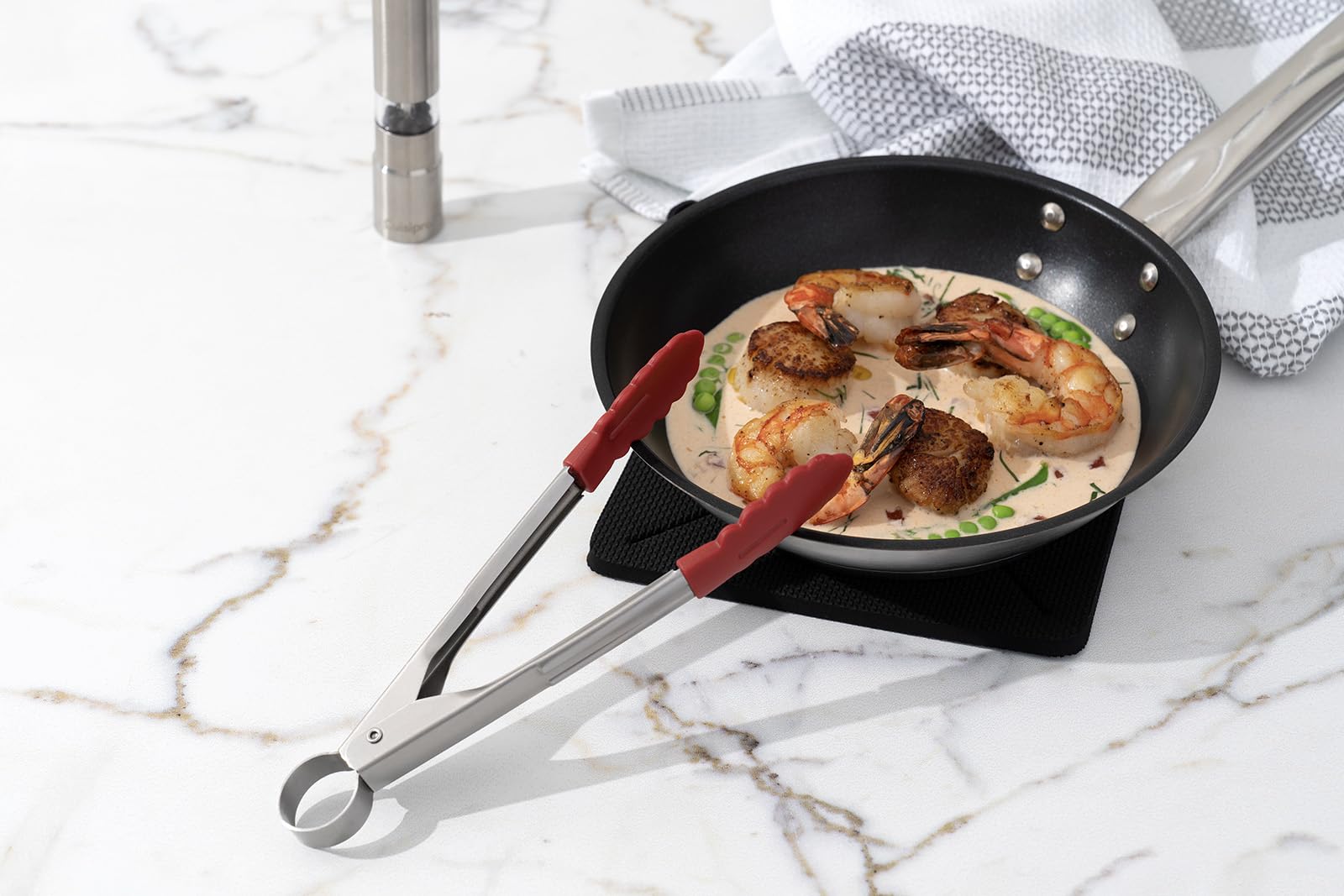 Cuisipro Servierzange Mit Silikonenden - Verschließbare Edelstahl-Zange | 24 Cm | Bis 300°C Hitzebeständig