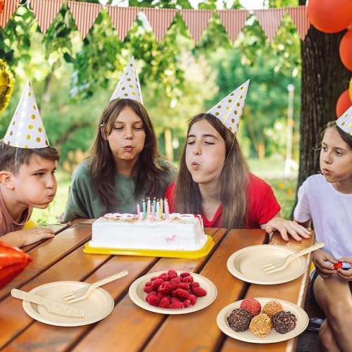 Miniatura 4 de Utensilios compostables, tenedores ecológicos, cucharas y cuchillos, utensilios naturales biodegradables, juego de cubiertos desechables pesados,