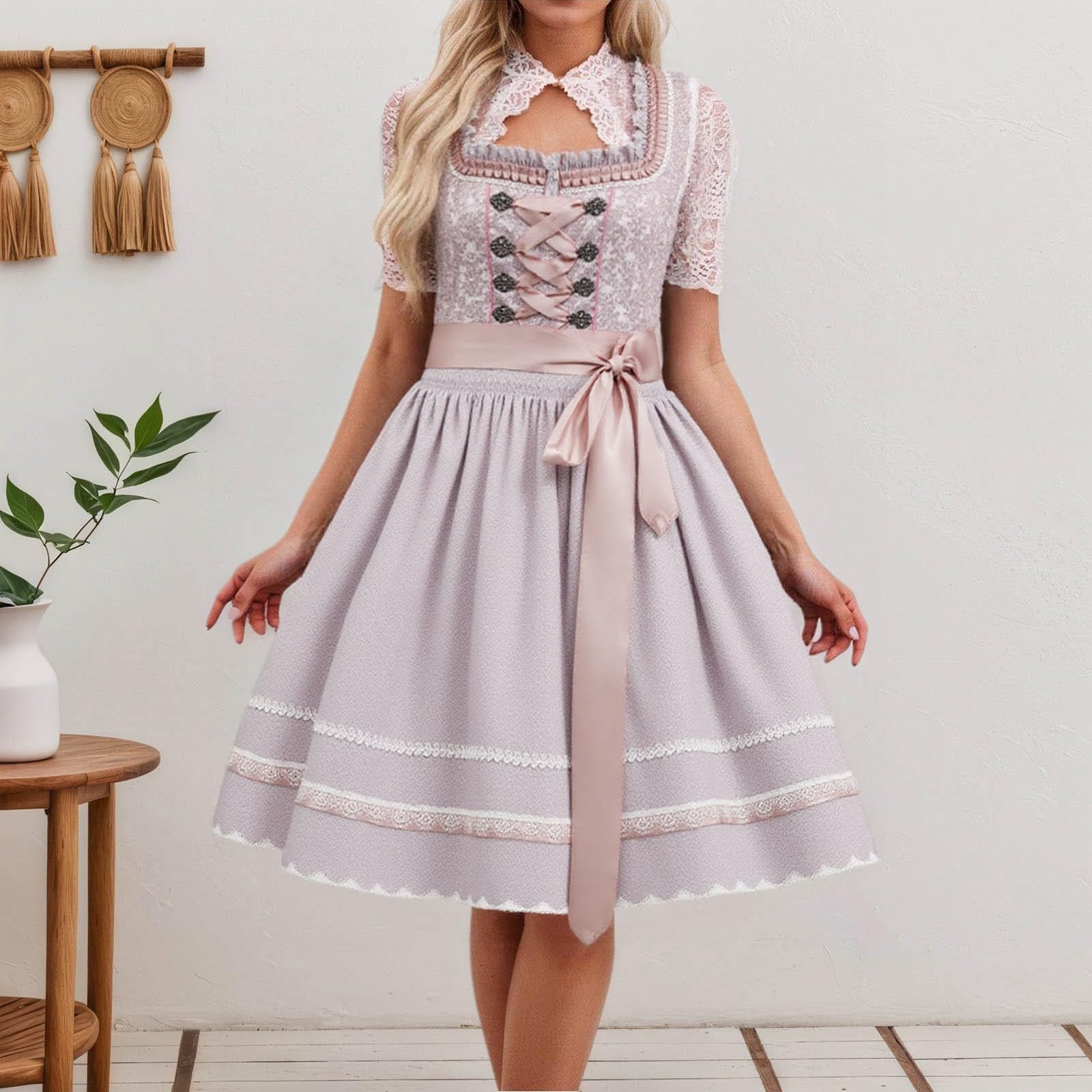SKFLABOOF Dirndl Grosse Grössen Midi Dirndlschürze Kaufen Für Damen Schürze Lang Gr 50 Samt 70 cm Unter 100 Euro Dindl Dirdnl Stretch Trachtenrock Dirdl Modern