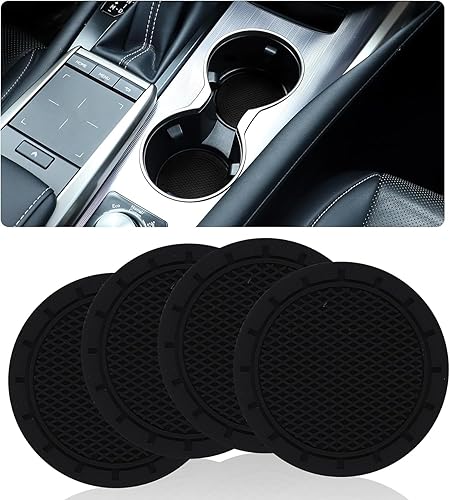 GaRhpomxy - Portavasos para automóvil, 4 posavasos para portavasos de automóvil, portavasos antideslizantes universales integrados en posavasos para