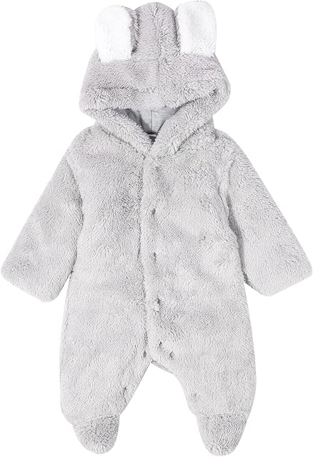 Macacão com capuz unissex para recém-nascidos meninos e meninas com desenho animado urso roupa de inverno
